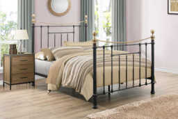 Bronte Metal Bed, Cream, King Size