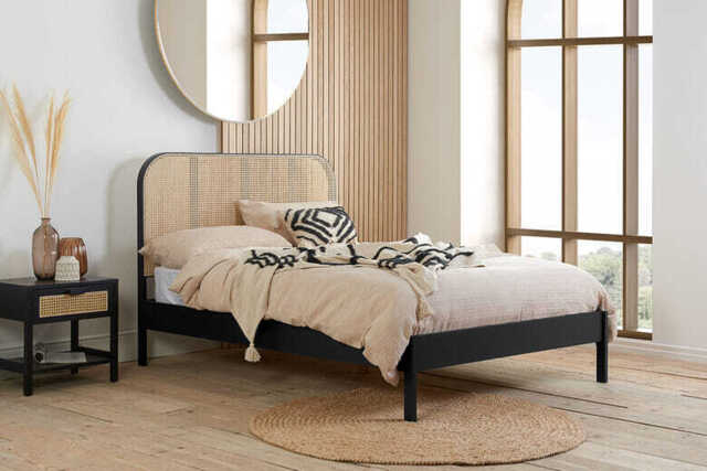 Margot Rattan Black Bed, Double