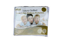 DreamEasy Luxury Quilted Pure Cotton Mattress Protector, Small Double