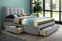 Shelby Grey Fabric Bed, King Size