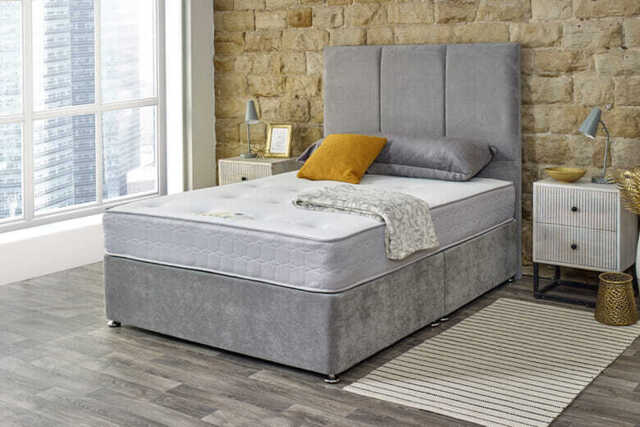 Shire Bed Company Ortho Backcare Mattress + Premium Divan Bed, Silver, 4 Drawer, Single