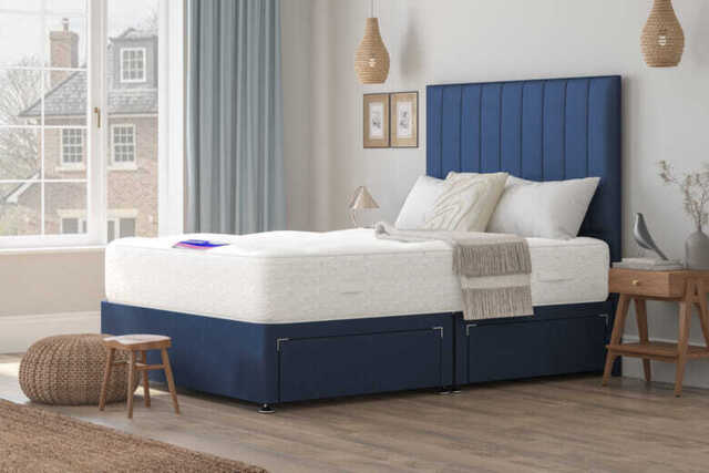Daphne Ortho Traditionally Sprung Mattress + Premium Divan Bed, Teal, 4 Drawer, Small Double