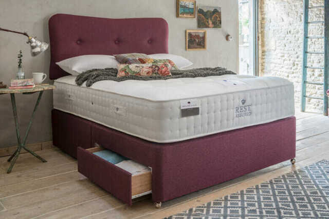 Rest Assured British Wool 2000 Pocket Softer Mattress + Premium Divan Bed, Mink, No Drawer, Super King