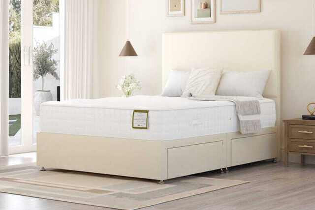Highgrove Ashbourne Ortho 2000 Pocket Natural Mattress + Premium Divan Bed, Silver, 4 Drawer, Double