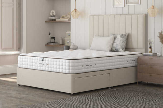 Tuft & Springs� Elysium 7000 Mattress + Premium Divan Bed, Silver, 4 Drawer, Super King