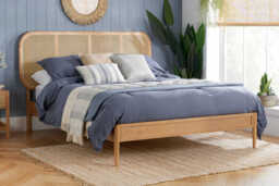 Elina Rattan Oak Bed, Double