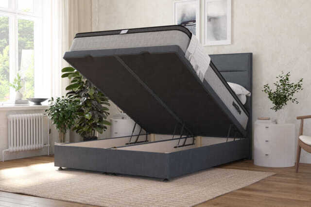 Tuft & Springs� Radiance 1000 Gel Hybrid Mattress + Ottoman Divan Bed, Carbon, End Ottoman, Super King
