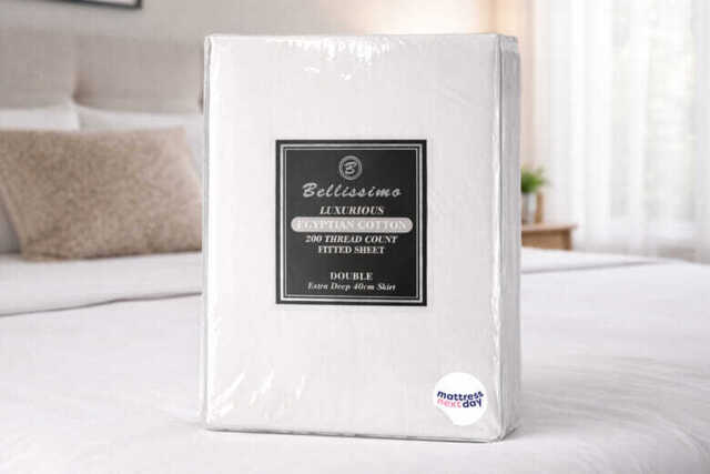 Bellissimo Egyptian Cotton Deep Fitted Sheet, Double