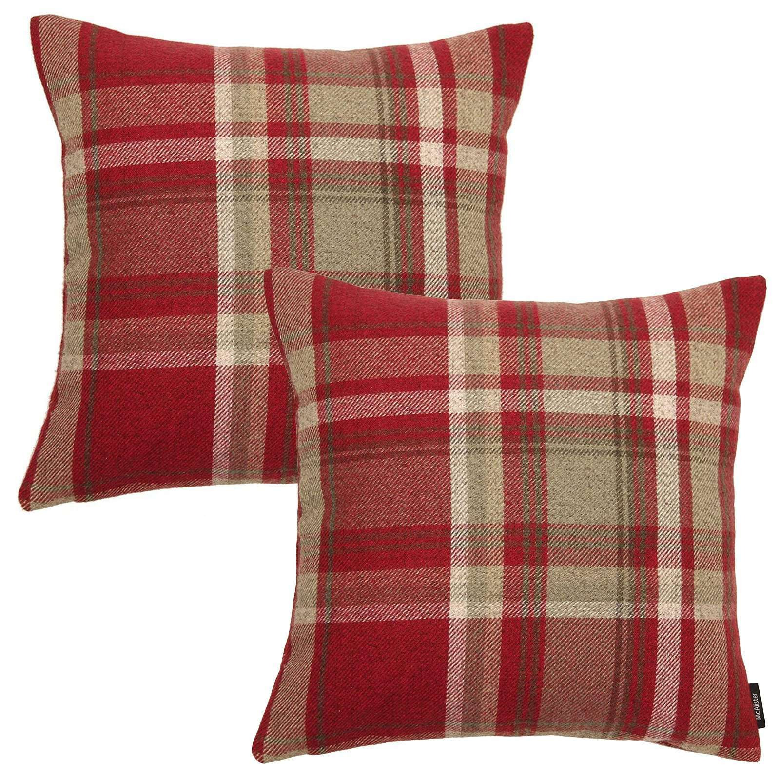 Heritage Red + White Tartan 43cm x 43cm Cushion Sets, Cushion Covers / Set of 2