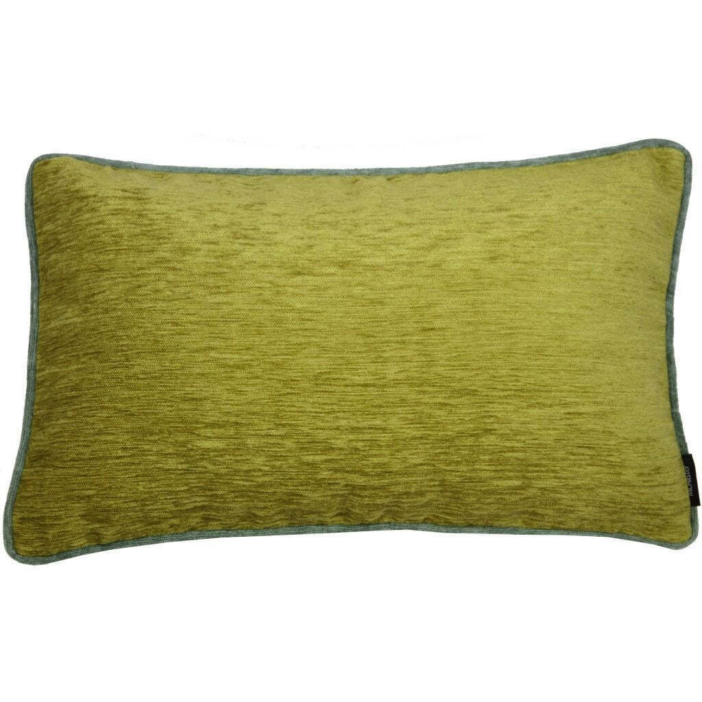 Plain Chenille Contrast Piped Green + Duck Egg Blue Cushion, Cover Only / 60cm x 40cm