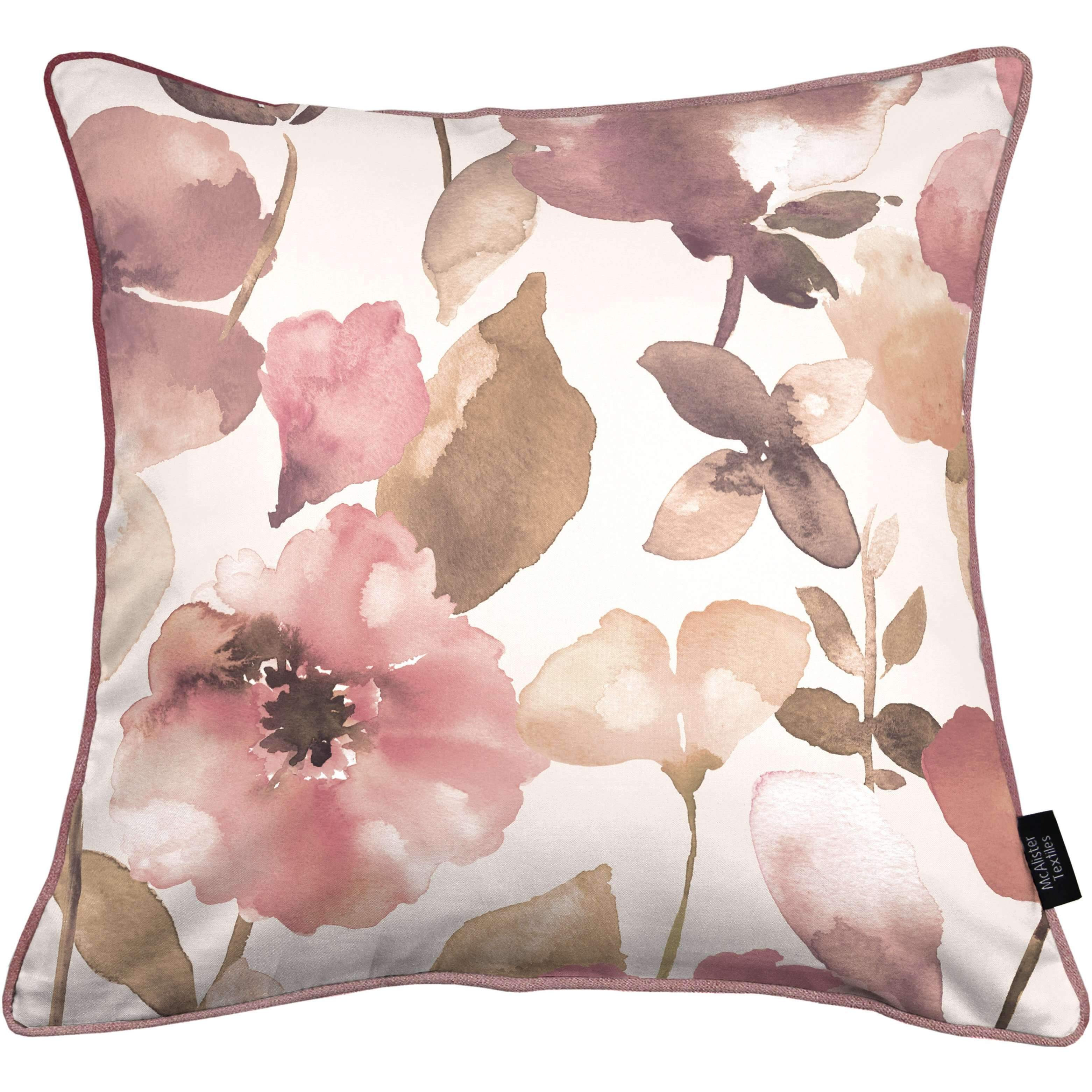 Blush Pink Floral Velvet Cushion, Cover Only / 60cm x 60cm