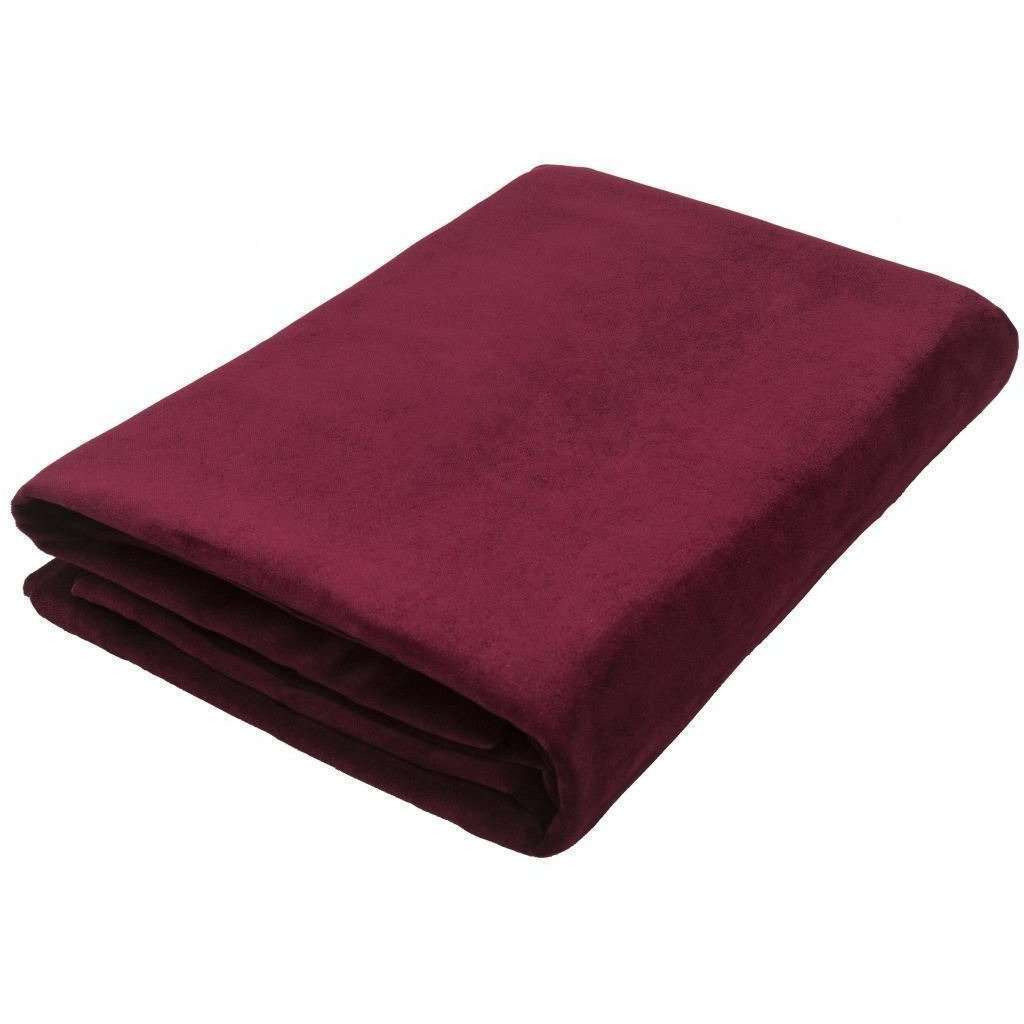 Matt Wine Red Velvet Throw Blankets & Runners, Regular (130cm x 200cm)