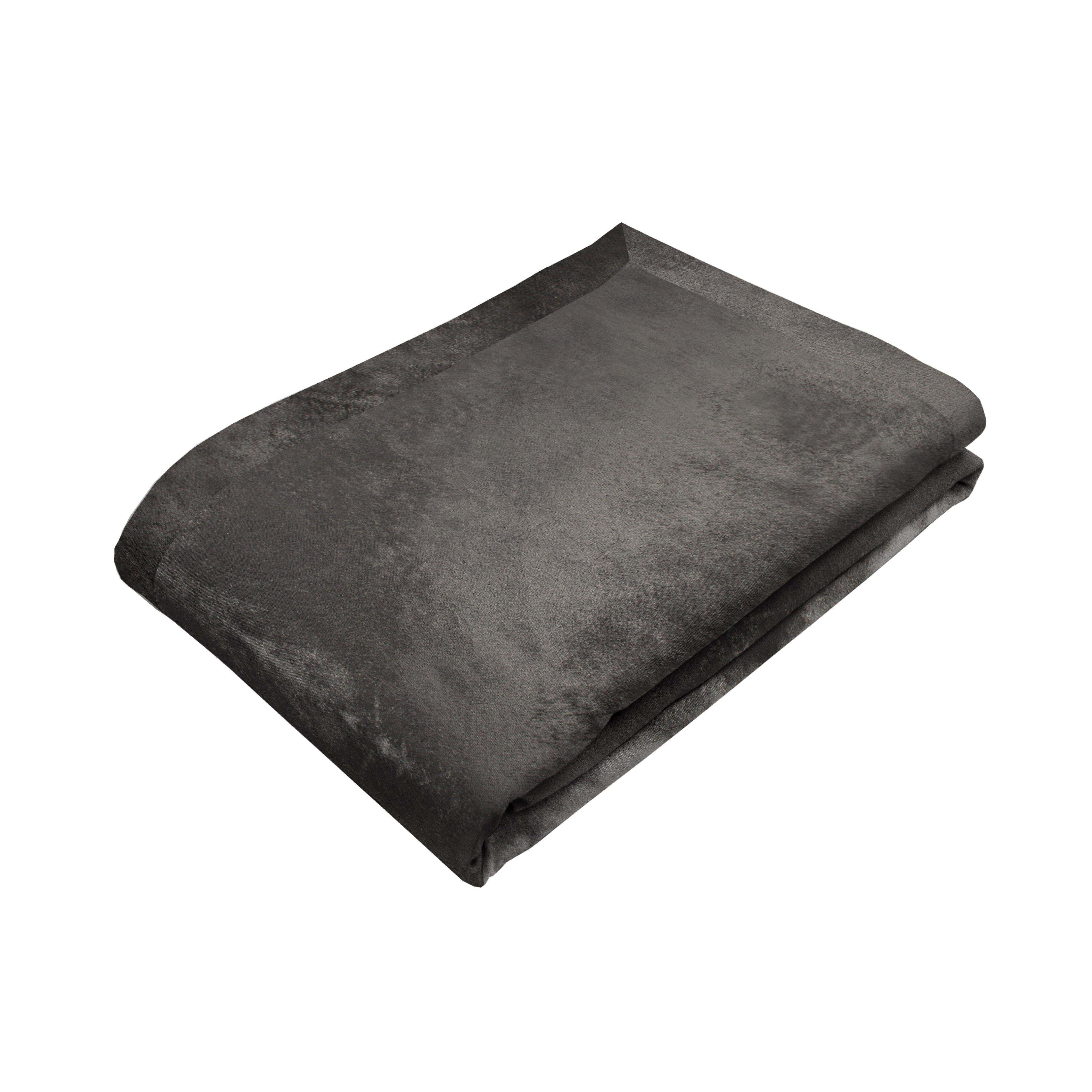 Charcoal Grey Crushed Velvet Throws & Runners, XX-Large (265cm x 380cm)
