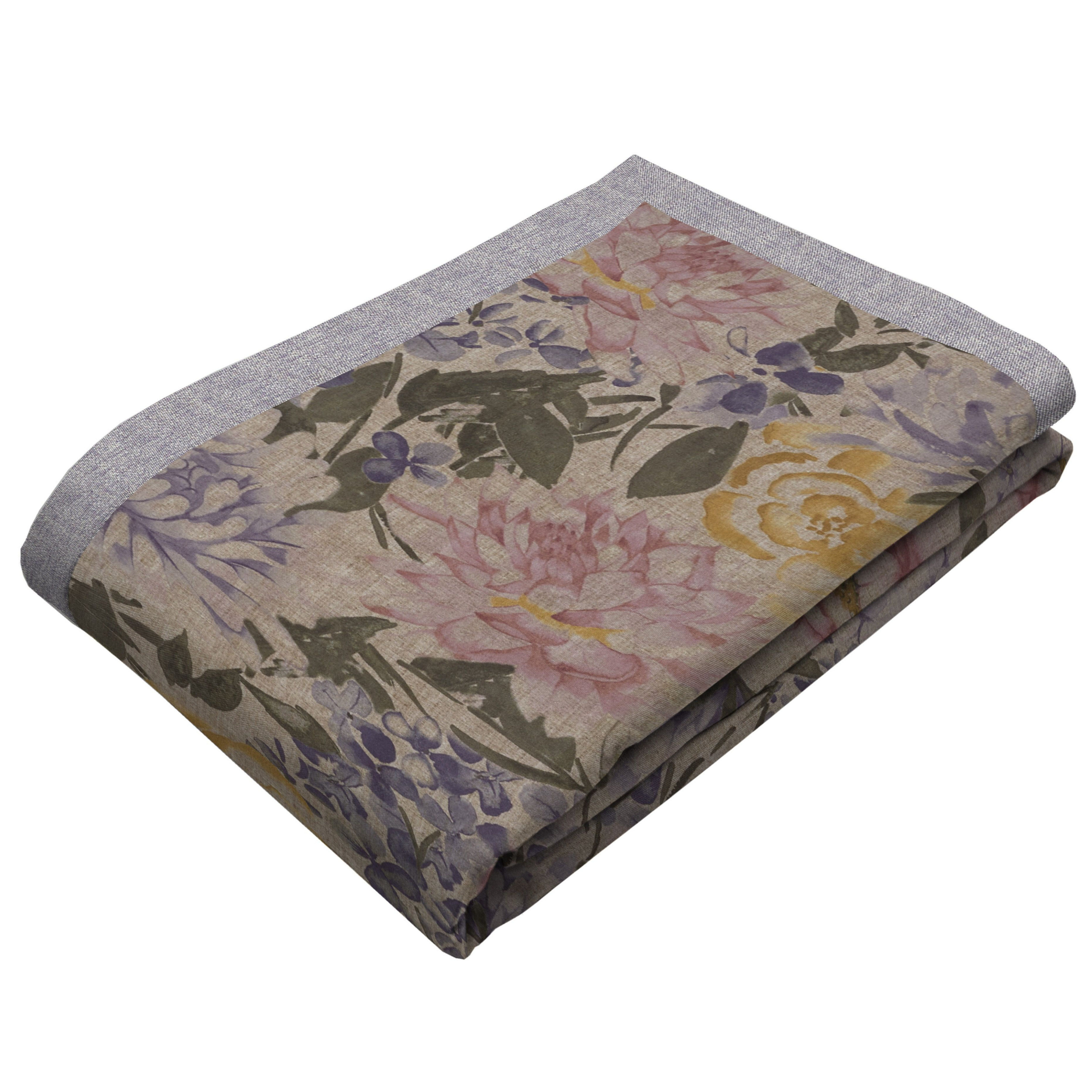 Blooma Purple, Pink and Ochre Floral Throw Blanket & Runners, XX-Large (265cm x 380cm)