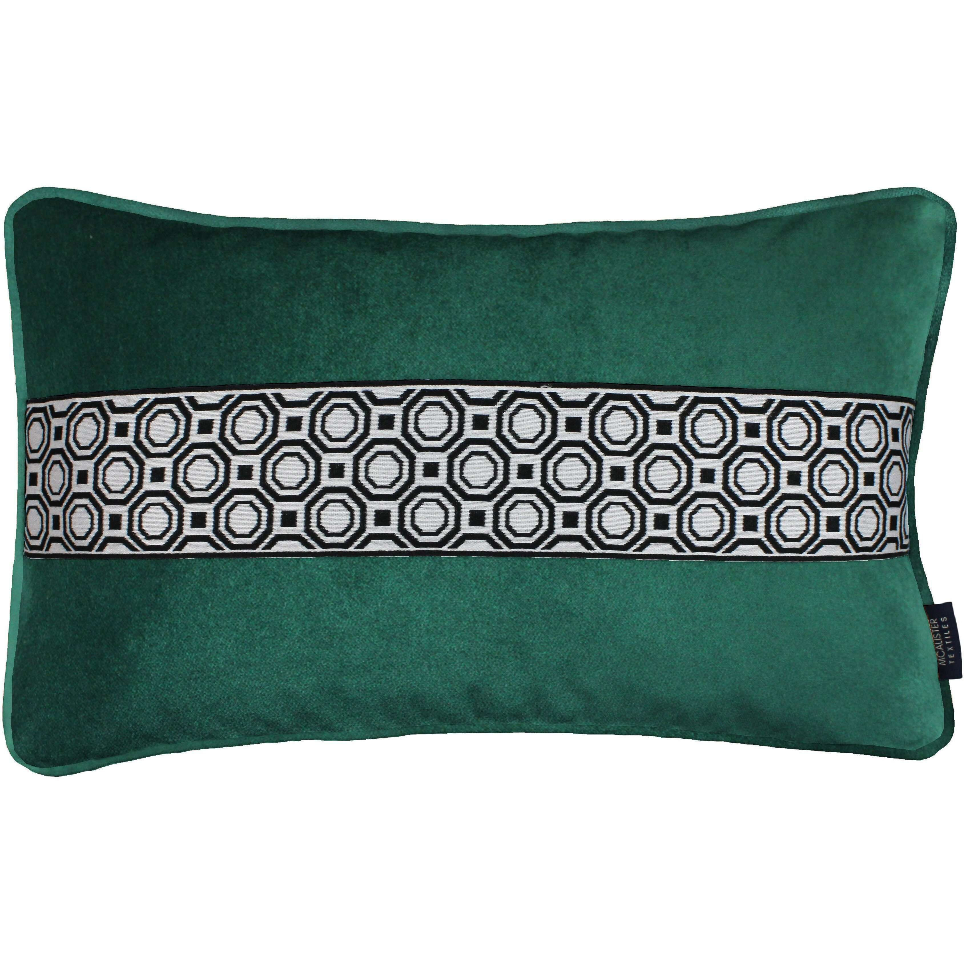 Cancun Striped Emerald Green Velvet Pillow, Polyester Filler / 50cm x 30cm