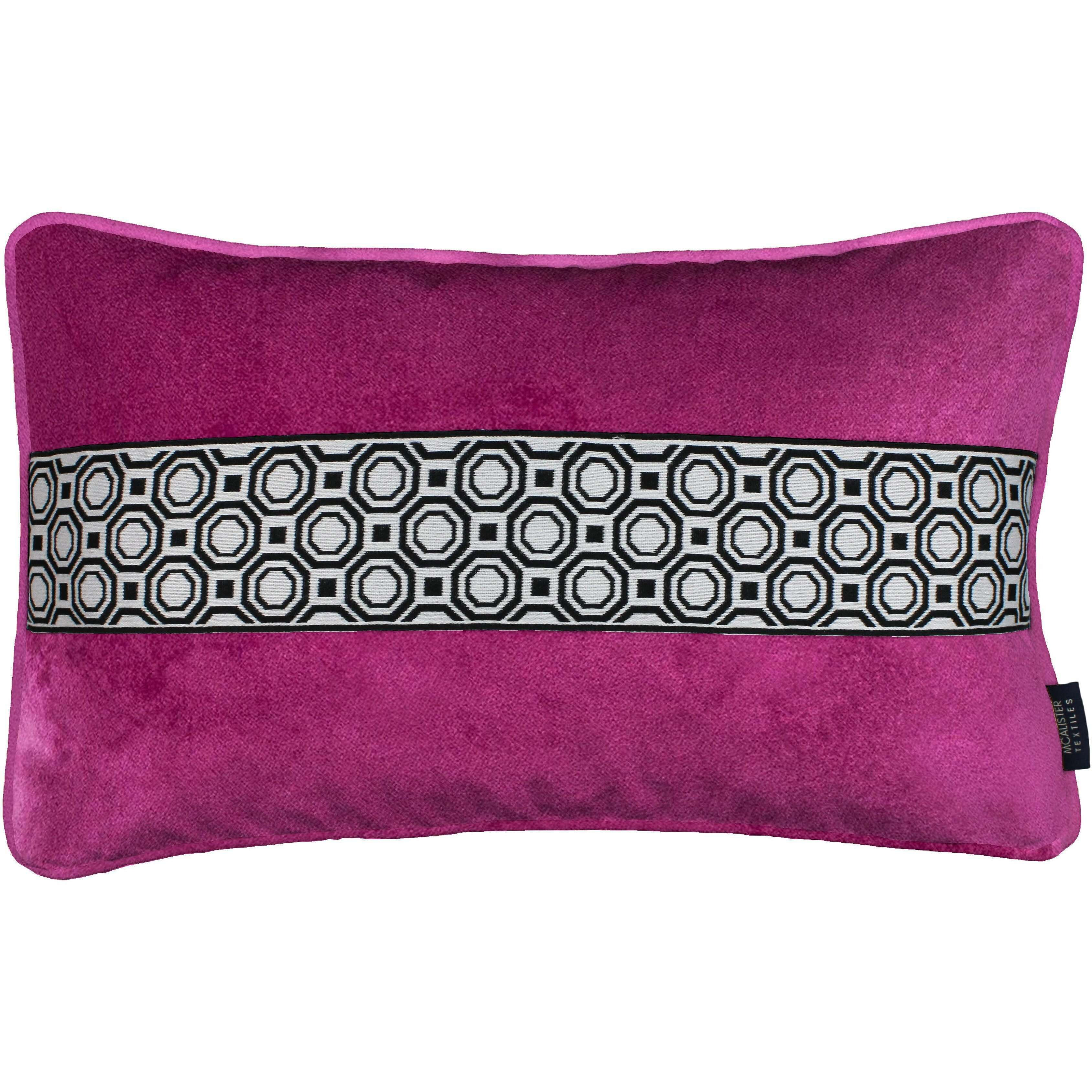 Cancun Striped Fuchsia Pink Velvet Pillow, Polyester Filler / 60cm x 40cm