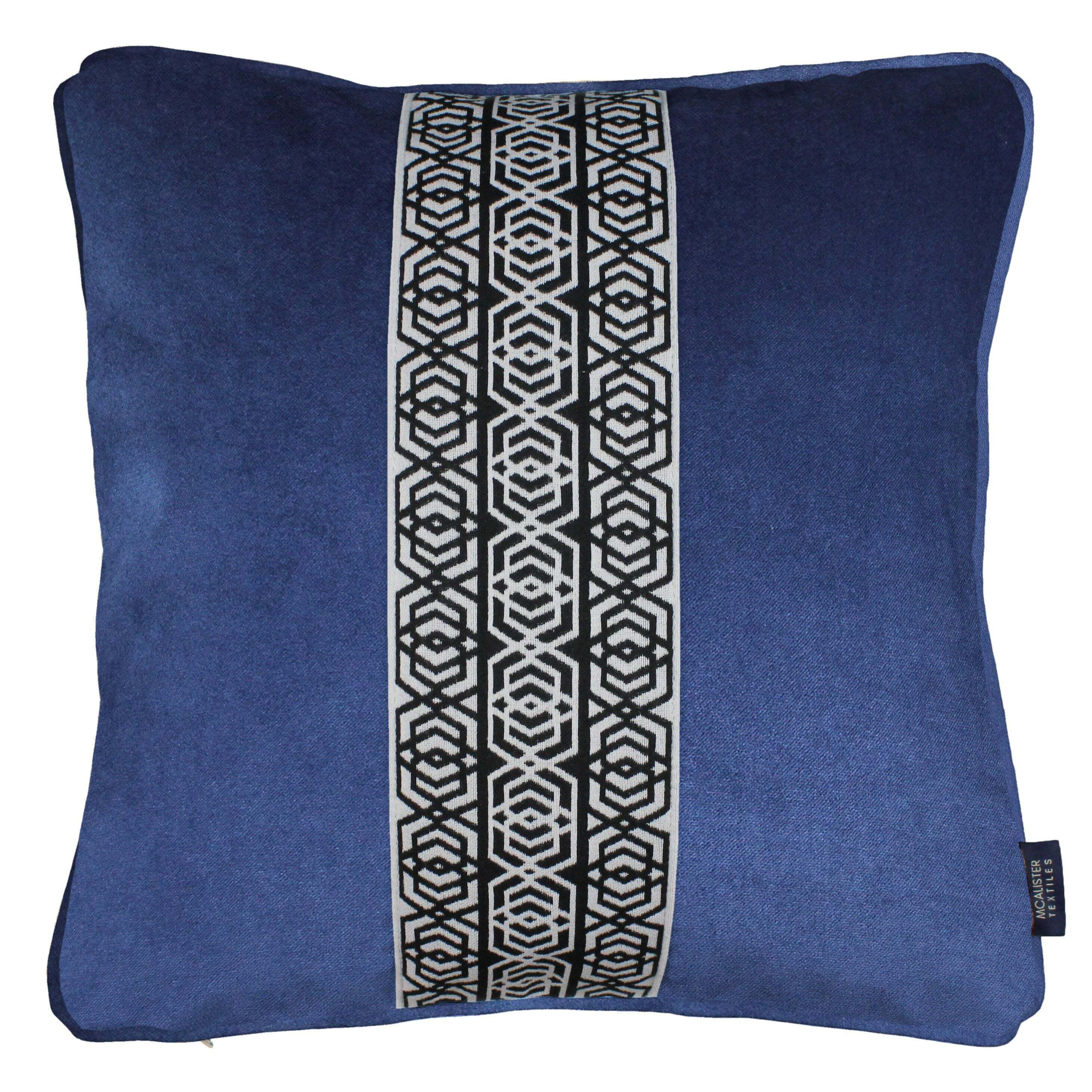 Coba Striped Navy Blue Velvet Cushion, Cover Only / 43cm x 43cm