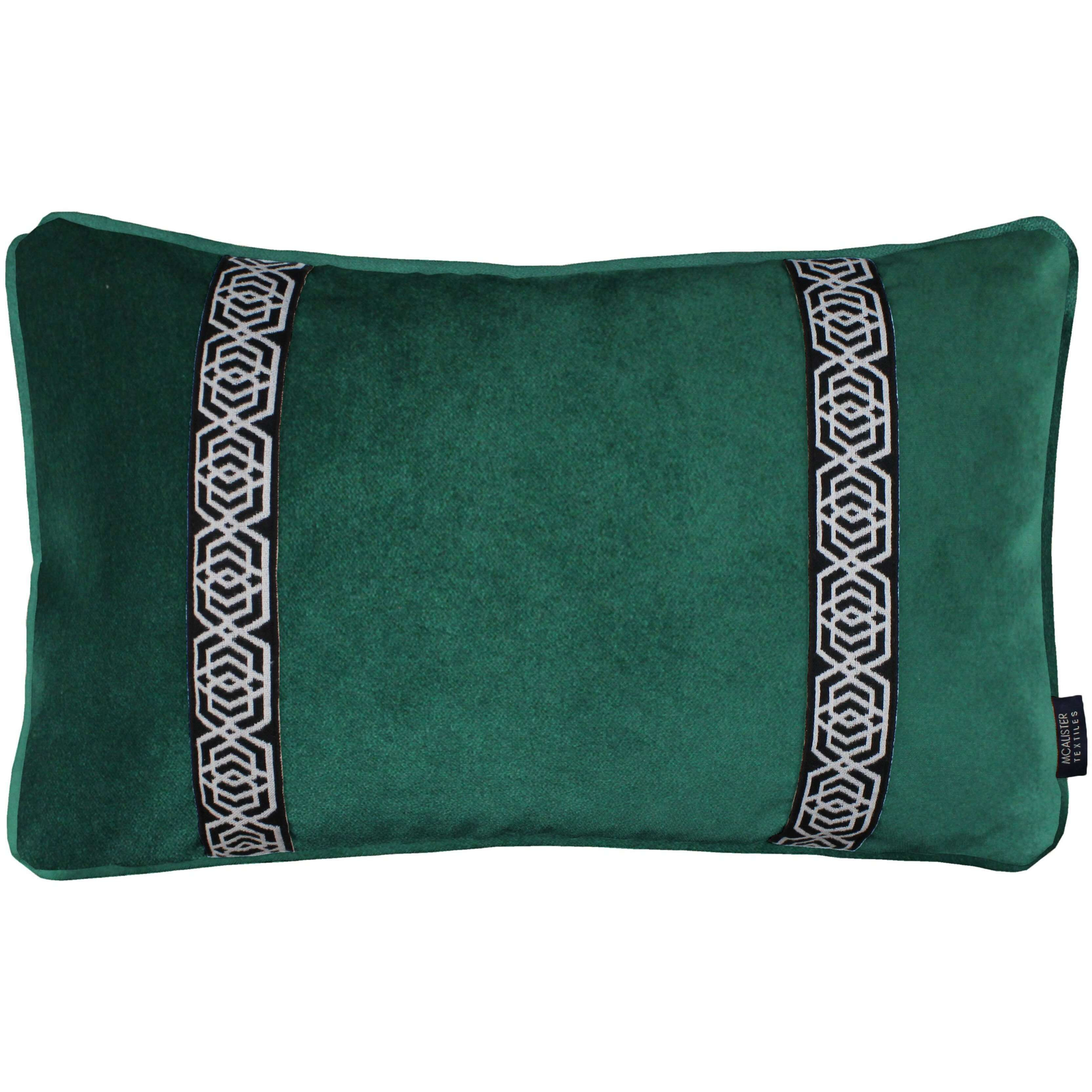 Coba Striped Emerald Green Velvet Cushion, Cover Only / 60cm x 40cm