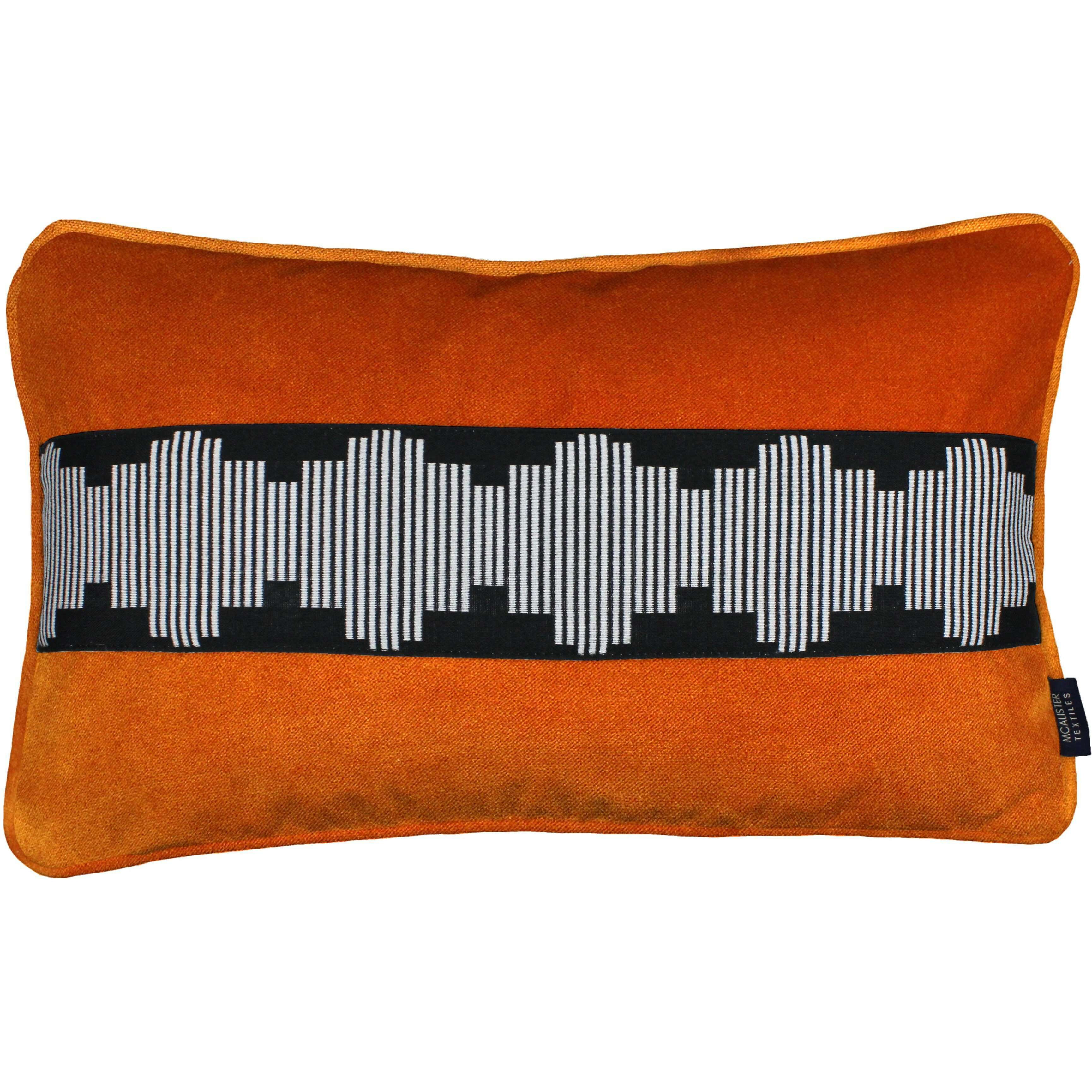 Maya Striped Burnt Orange Velvet Pillow, Cover Only / 50cm x 30cm