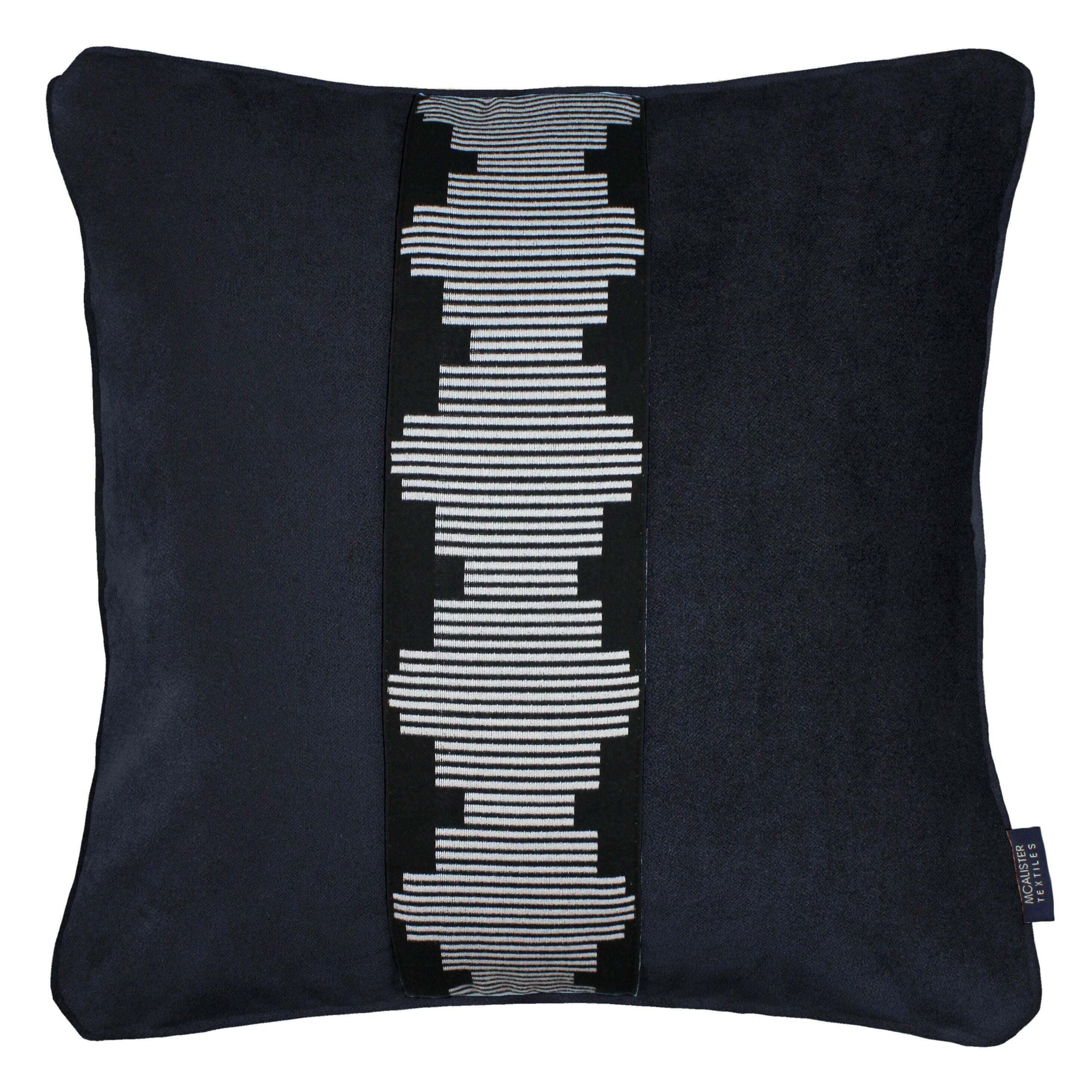 Maya Striped Black Velvet Cushion, Polyester Filler / 43cm x 43cm