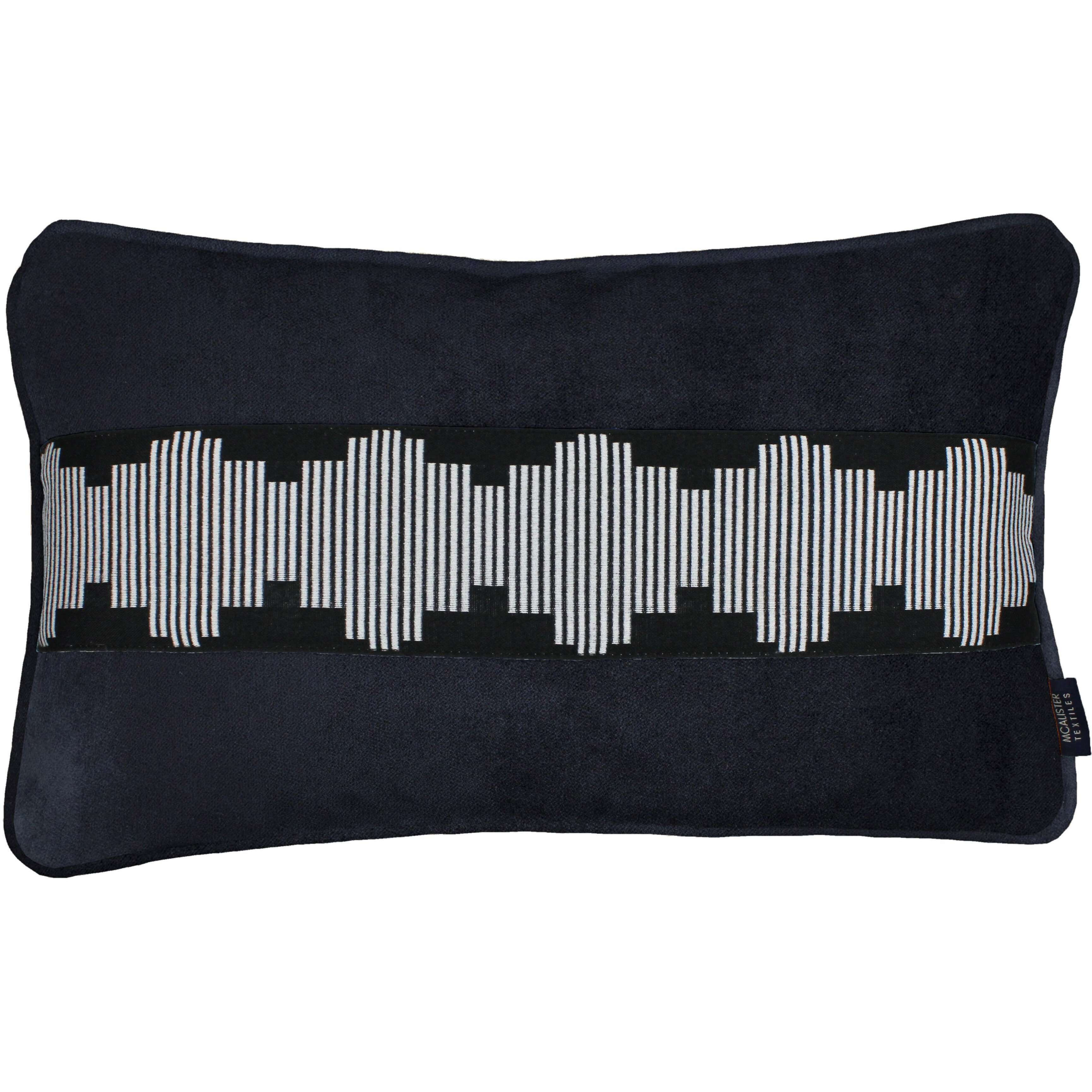 Maya Striped Black Velvet Pillow, Cover Only / 50cm x 30cm