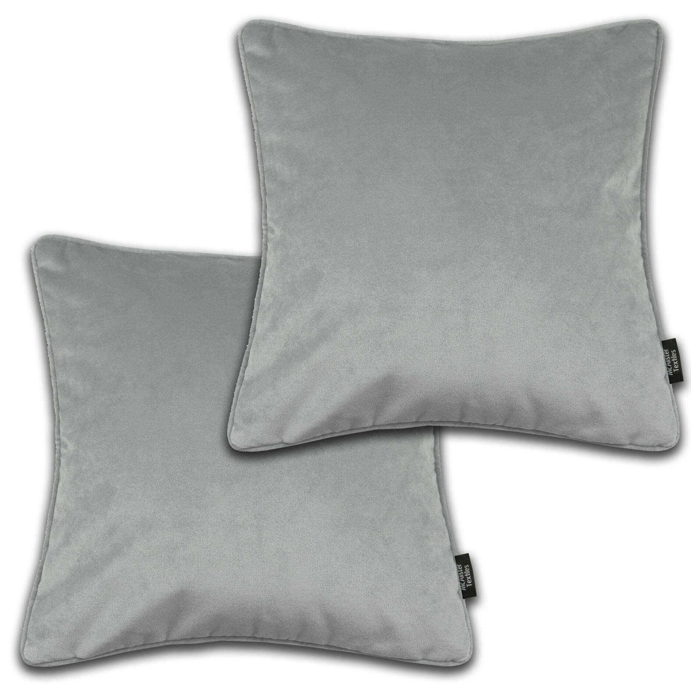 Matt Dove Grey Velvet 43cm x 43cm Cushion Sets, Cushion Covers / Set of 2