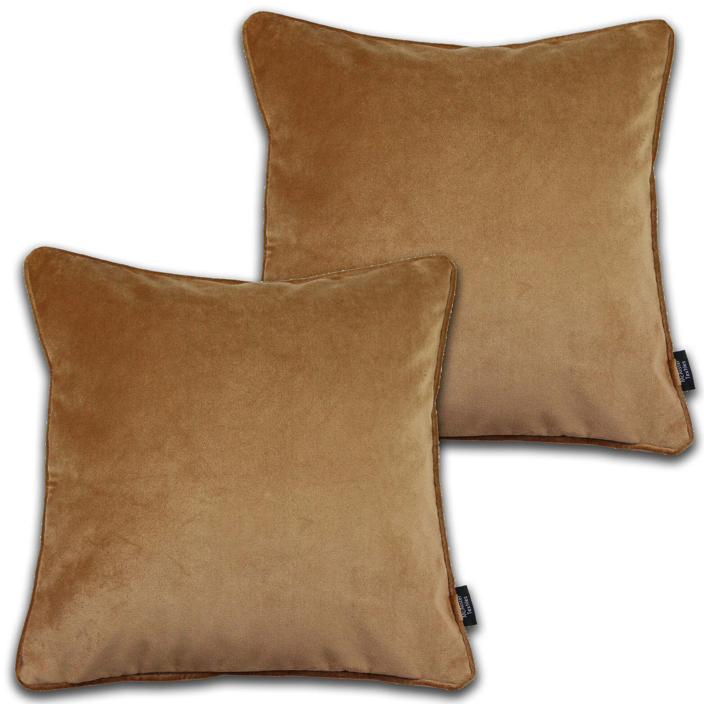 Matt Caramel Gold Velvet 43cm x 43cm Cushion Sets, Cushion Covers / Set of 2