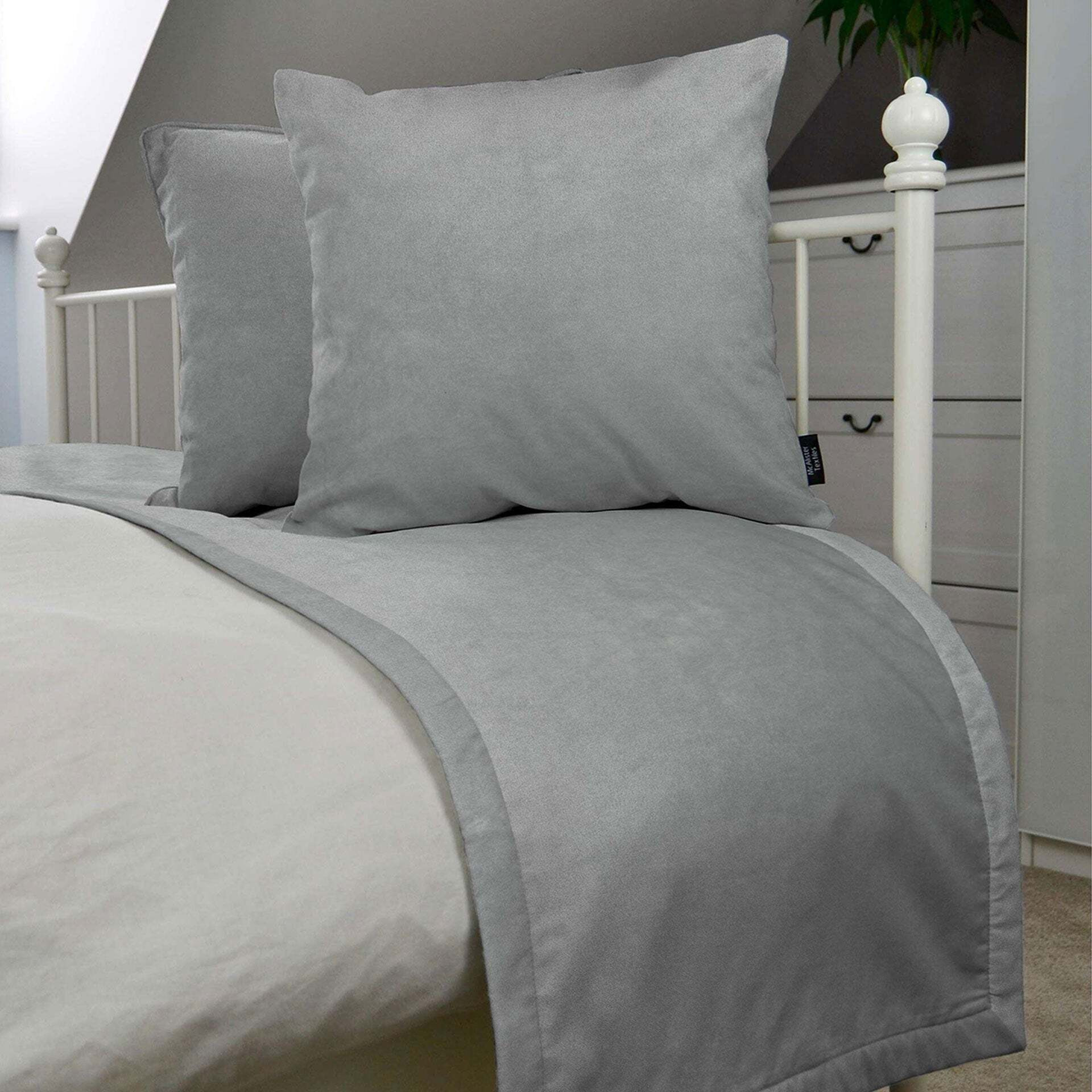 Matt Dove Grey Velvet Bedding Set, Runner (50x240cm) + 2x Cushion Covers