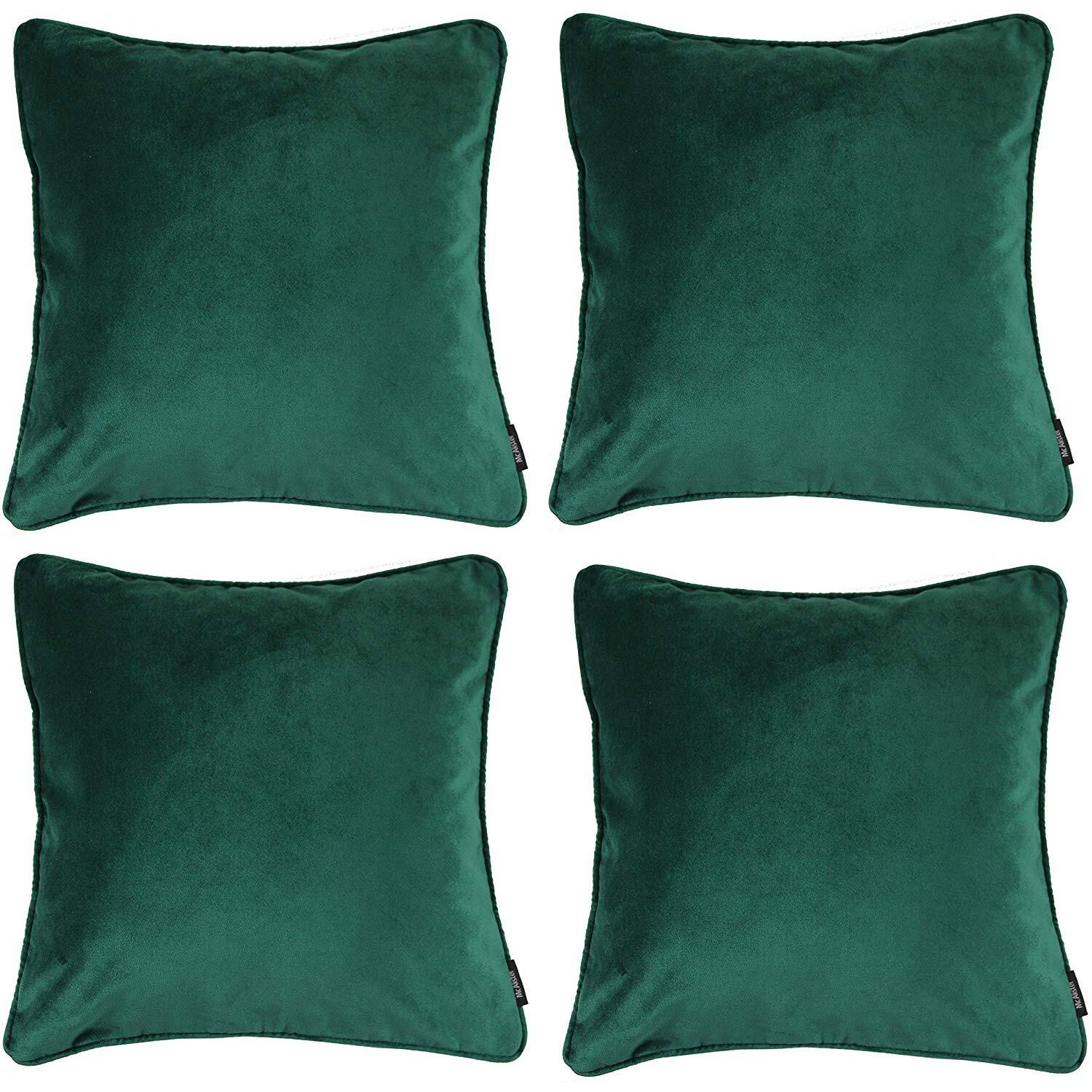 Matt Emerald Green Velvet 43cm x 43cm Cushion Sets, Filled Cushions / Set of 4