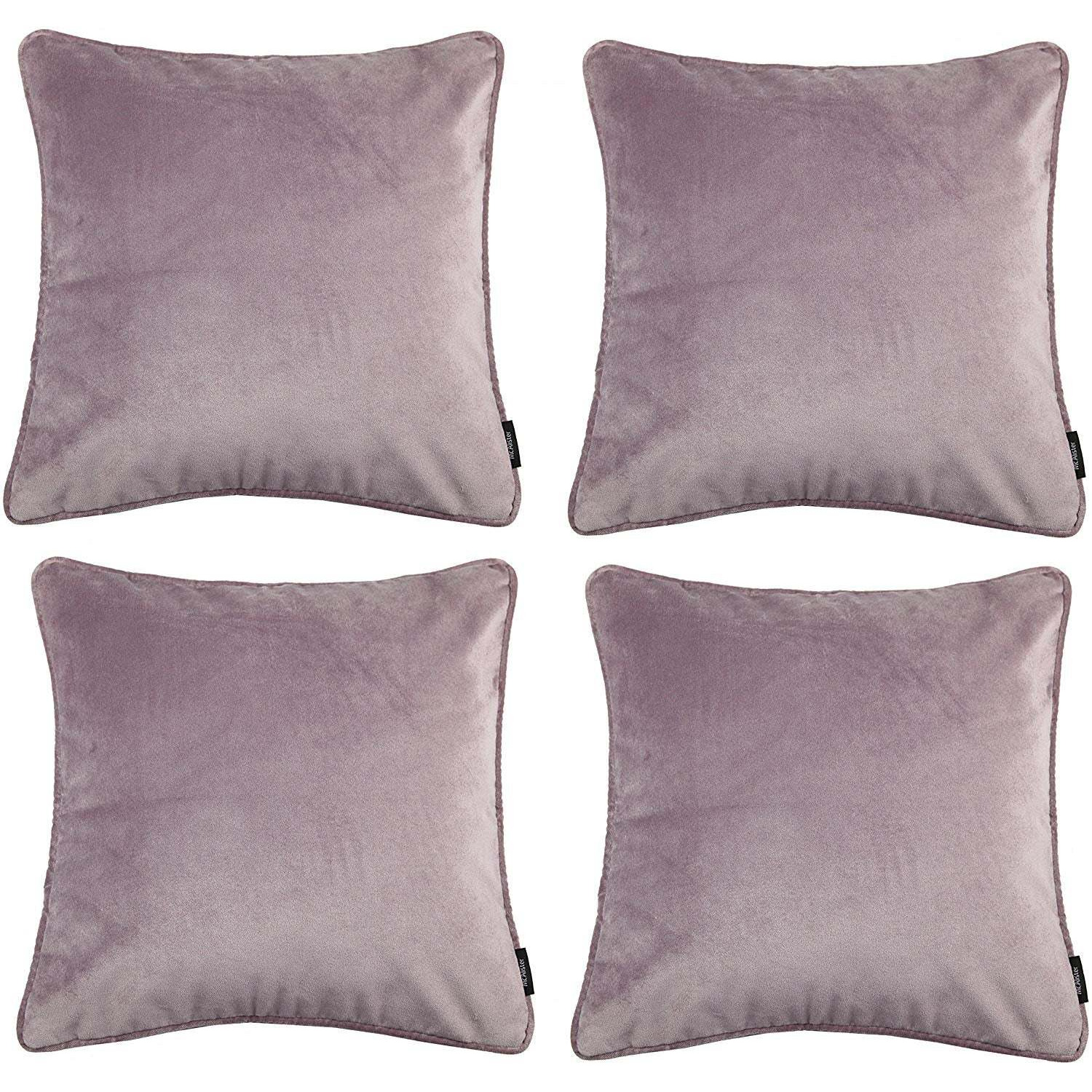 Matt Lilac Purple Velvet 43cm x 43cm Cushion Sets, Filled Cushions / Set of 4