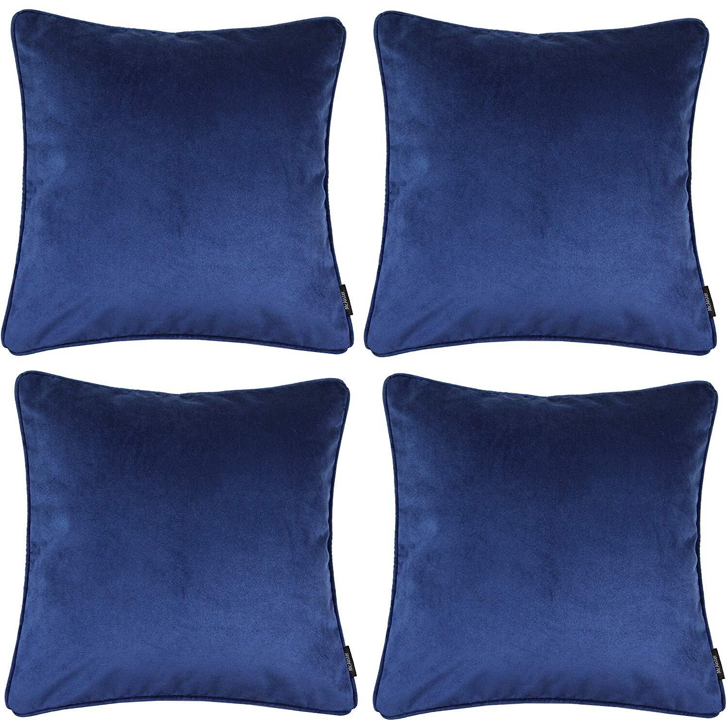 Matt Navy Blue Velvet 43cm x 43cm Cushion Sets, Filled Cushions / Set of 4