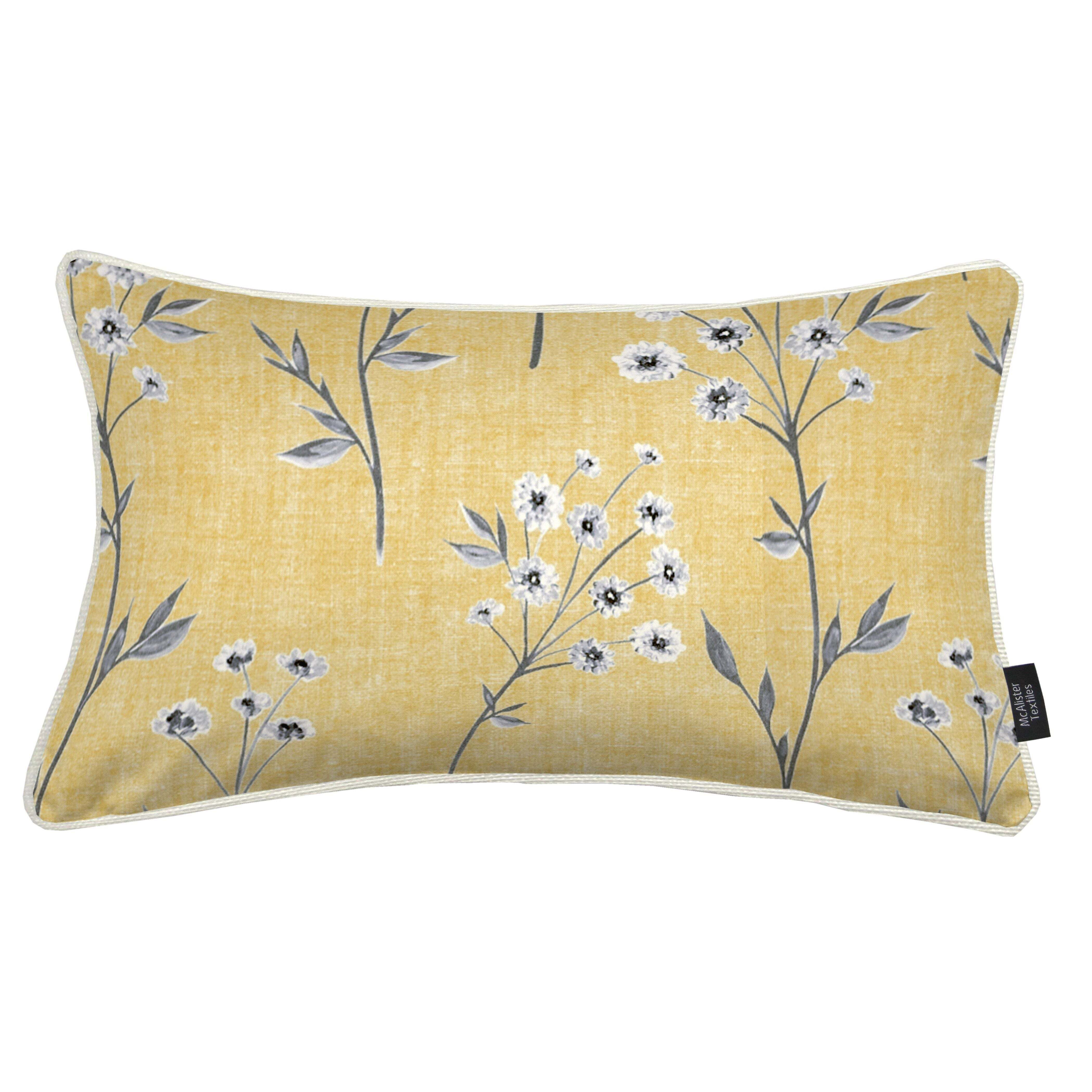 Meadow Yellow Floral Cotton Print Cushions, Cover Only / 50cm x 30cm