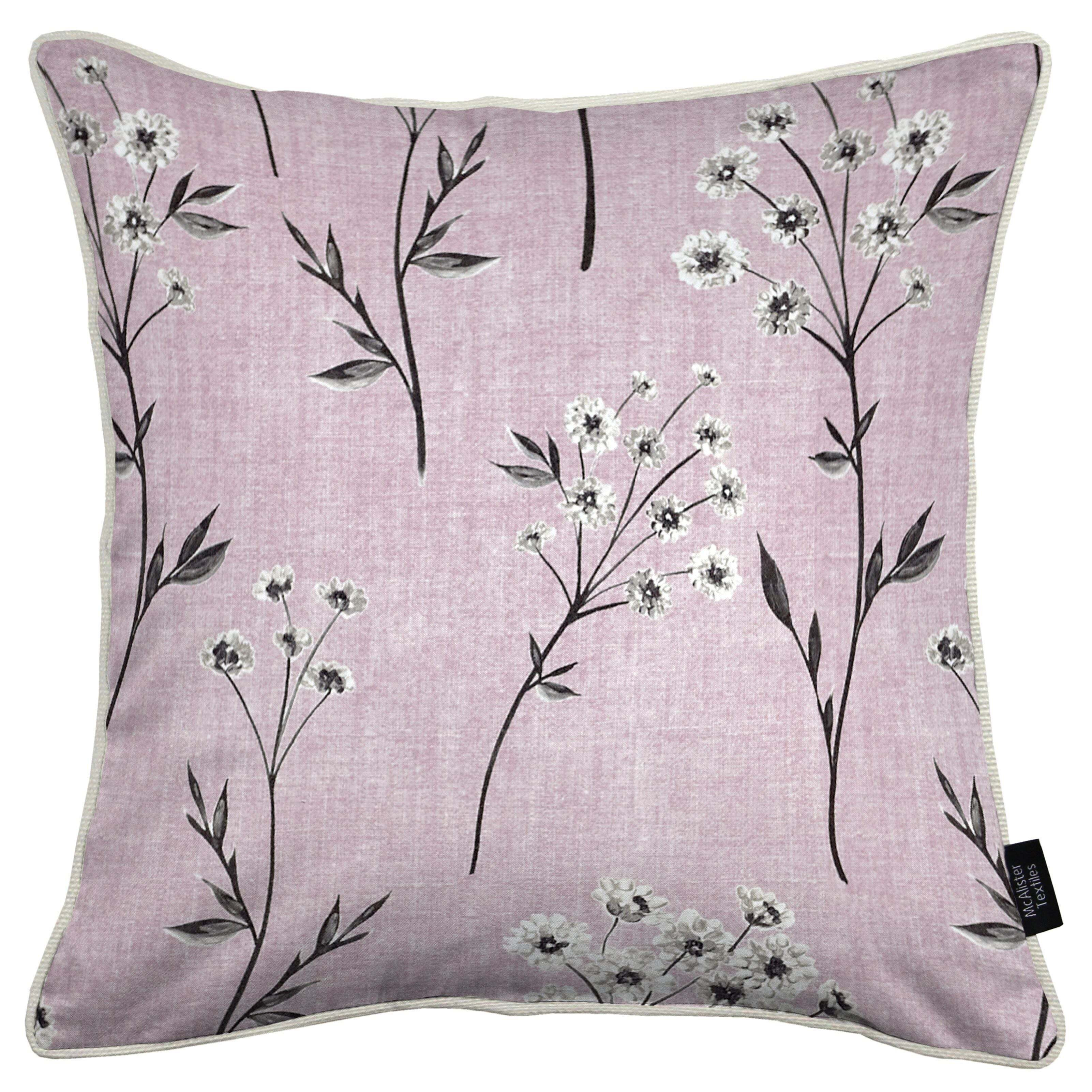 Meadow Blush Pink Floral Cotton Print Cushions, Cover Only / 43cm x 43cm