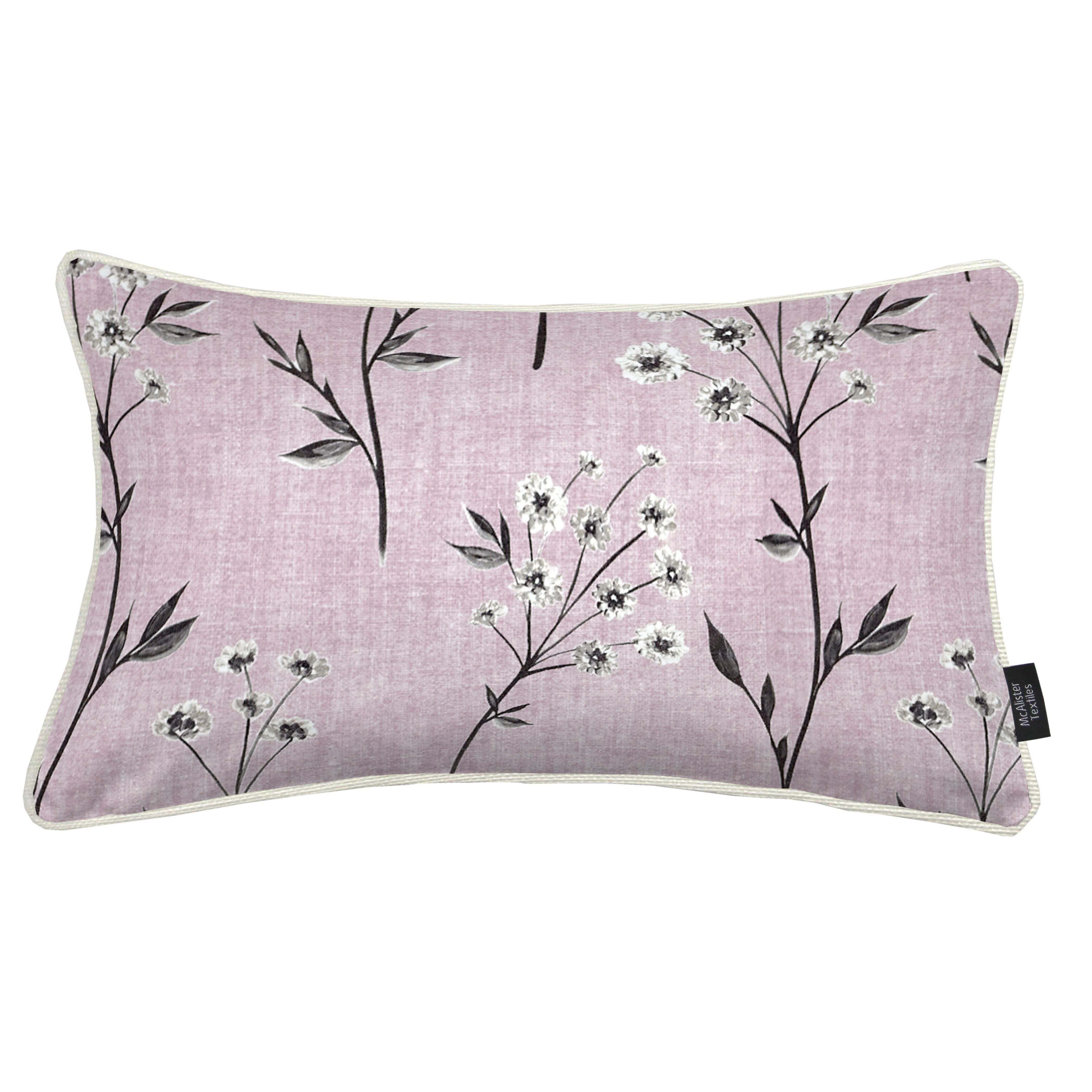 Meadow Blush Pink Floral Cotton Print Pillow, Cover Only / 50cm x 30cm