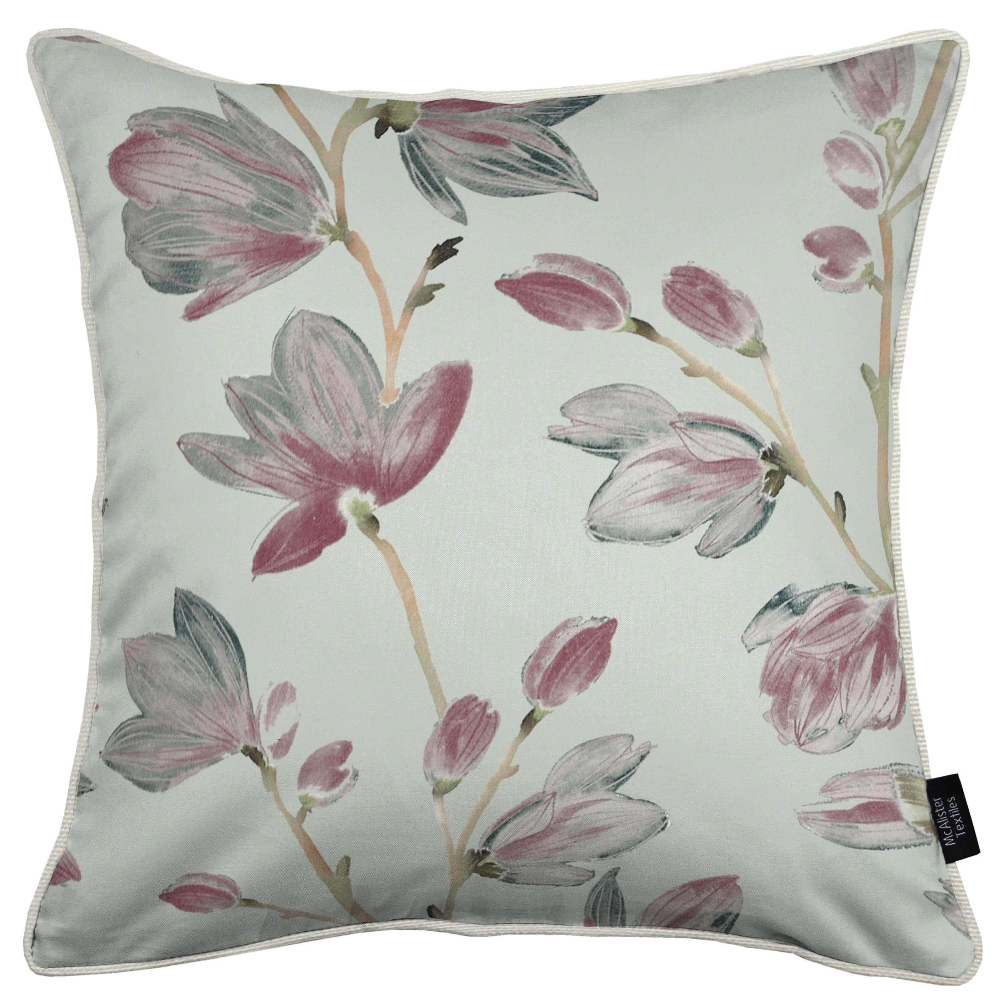 Magnolia Rose Floral Cotton Print Cushions, Cover Only / 43cm x 43cm