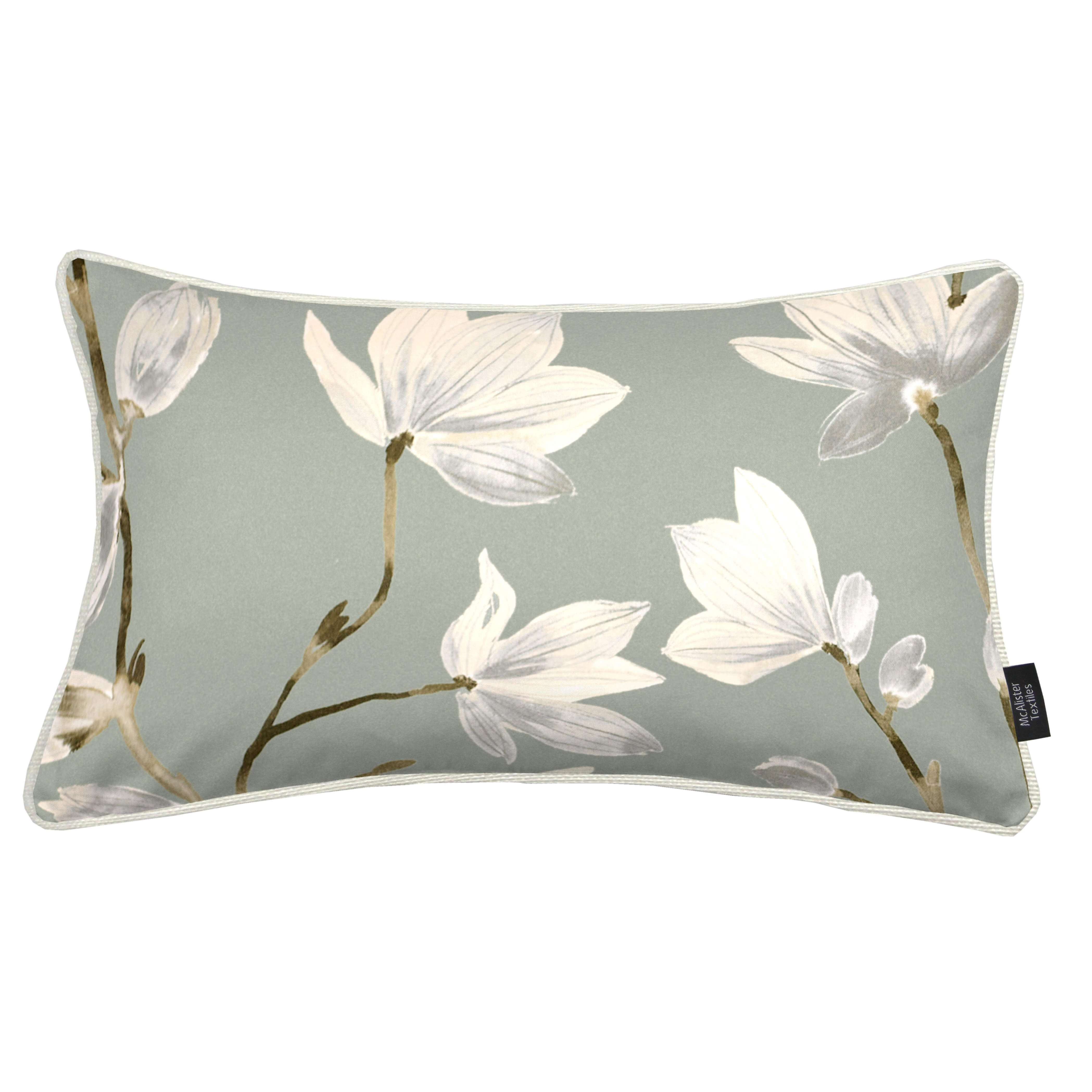 Magnolia Duck Egg Floral Cotton Print Pillows, Cover Only / 50cm x 30cm