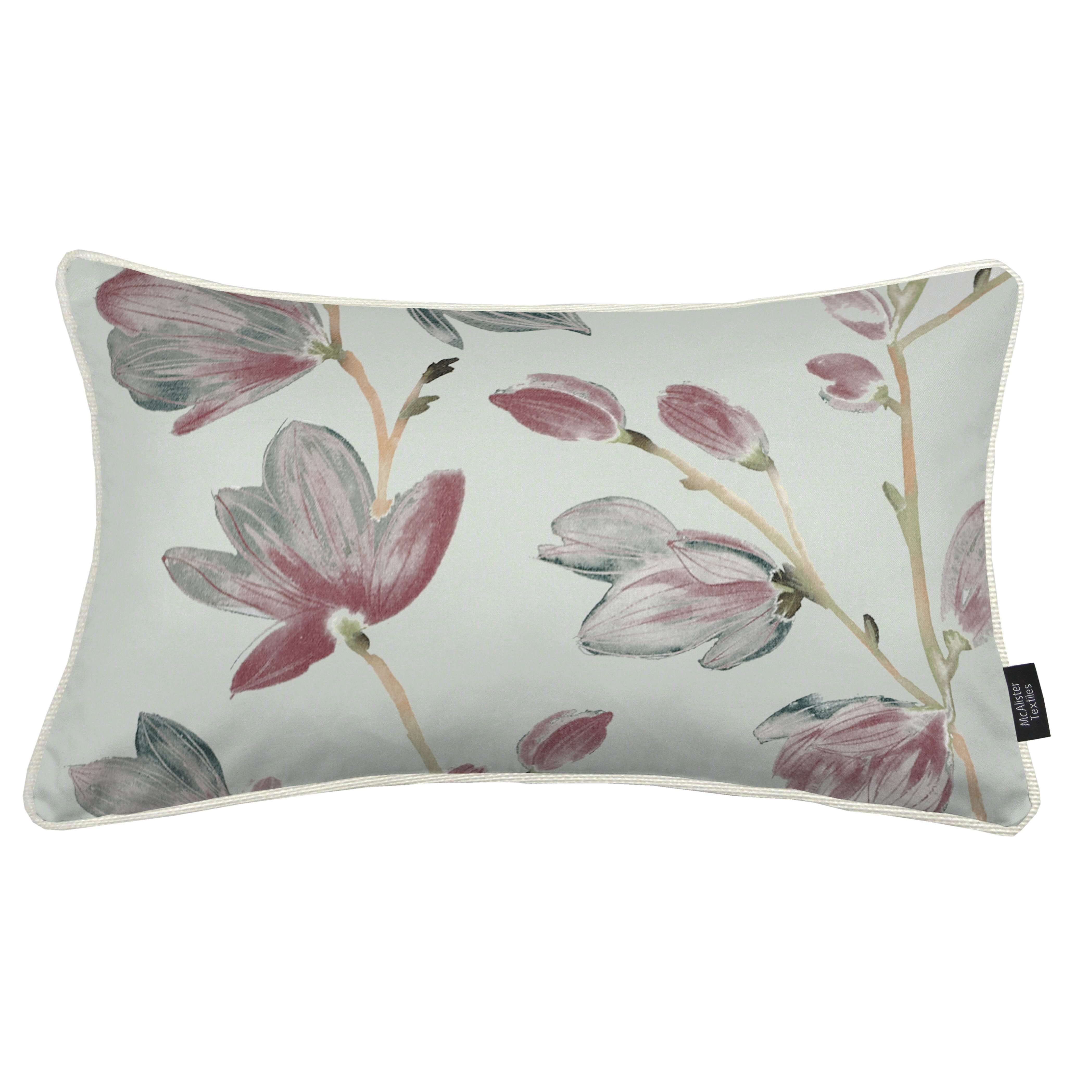 Magnolia Rose Floral Cotton Print Pillows, Cover Only / 50cm x 30cm