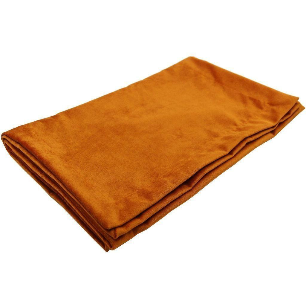 Matt Burnt Orange Velvet Throw Blankets & Runners, Bed Runner (50cm x 255cm)