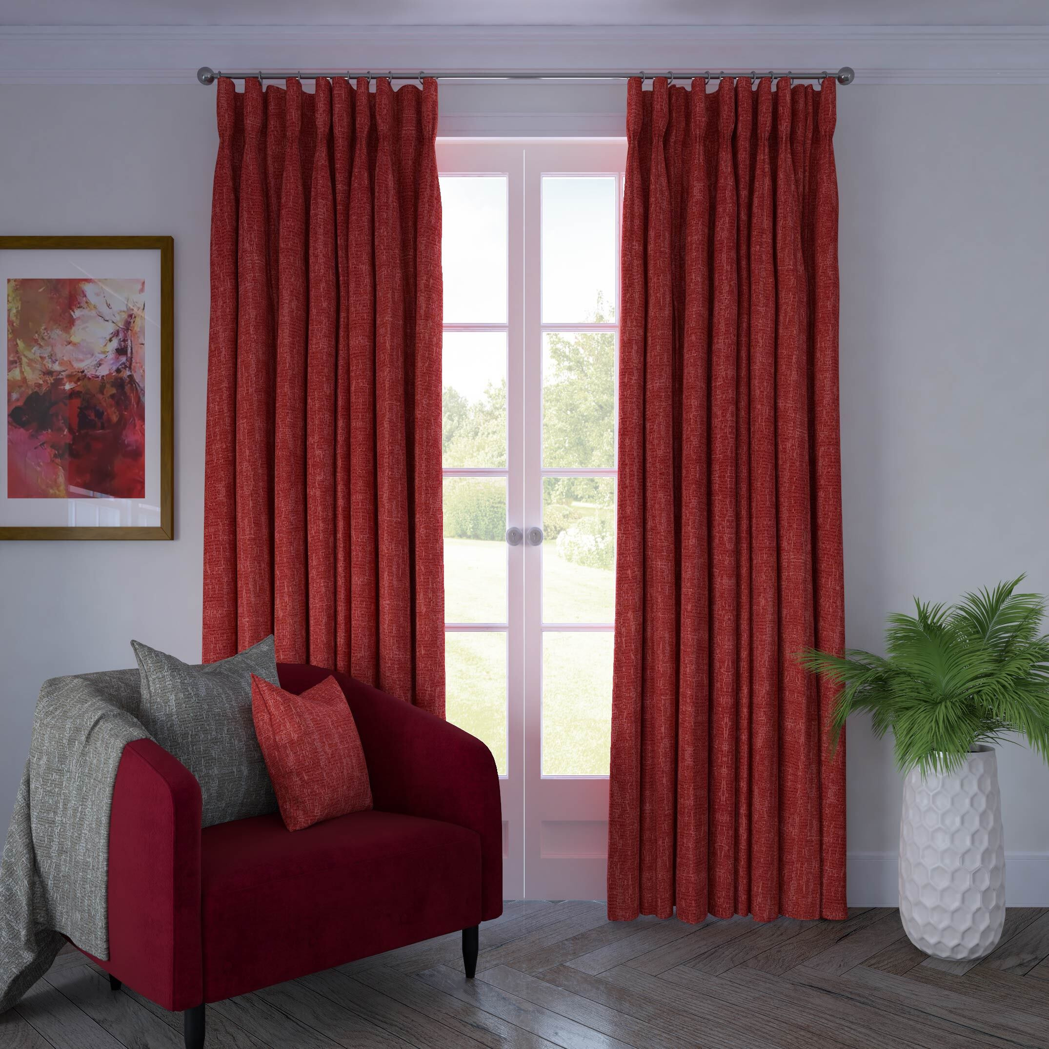 Eternity Red Chenille Curtains