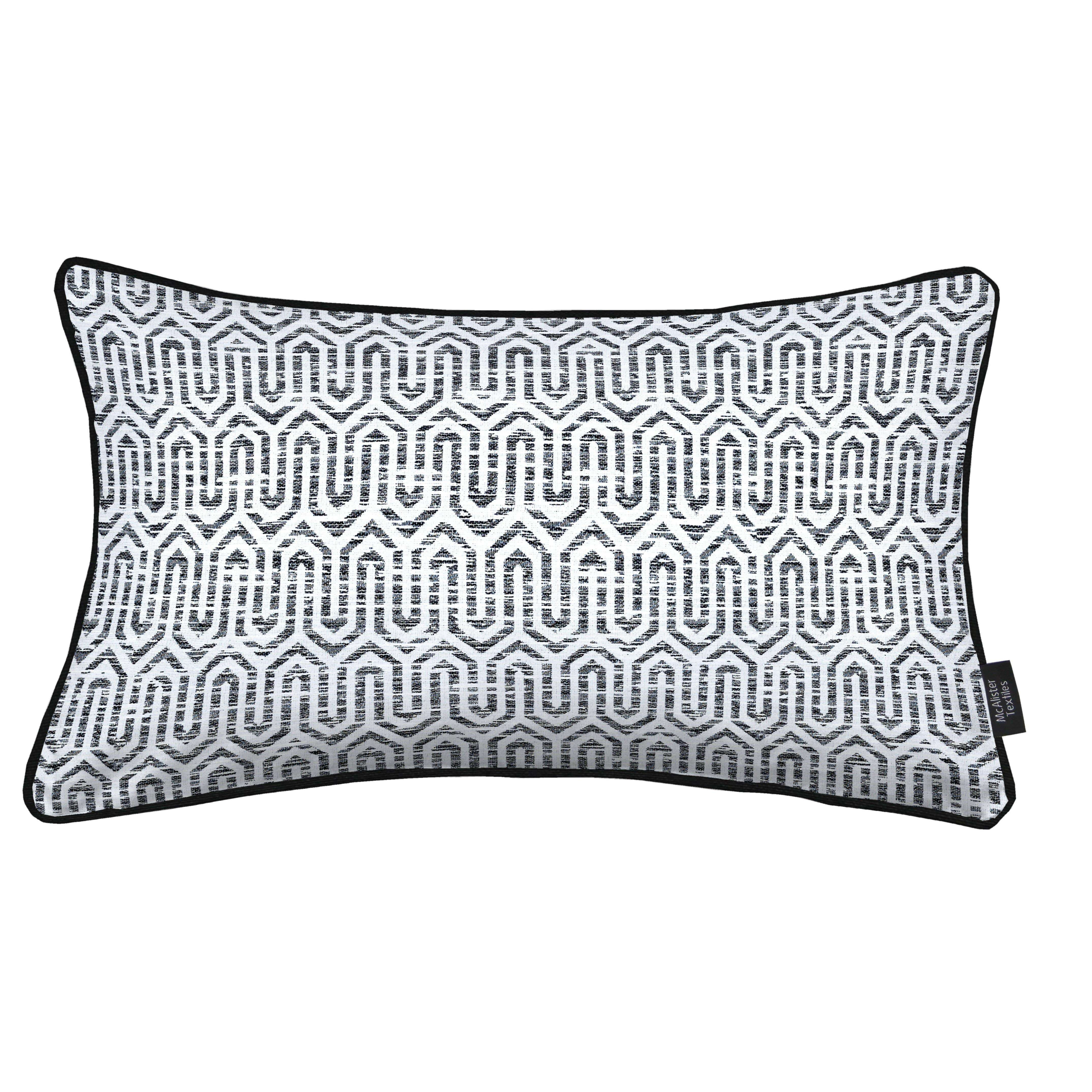 Costa Rica Black + White Abstract Pillow, Cover Only / 60cm x 40cm / Black piping