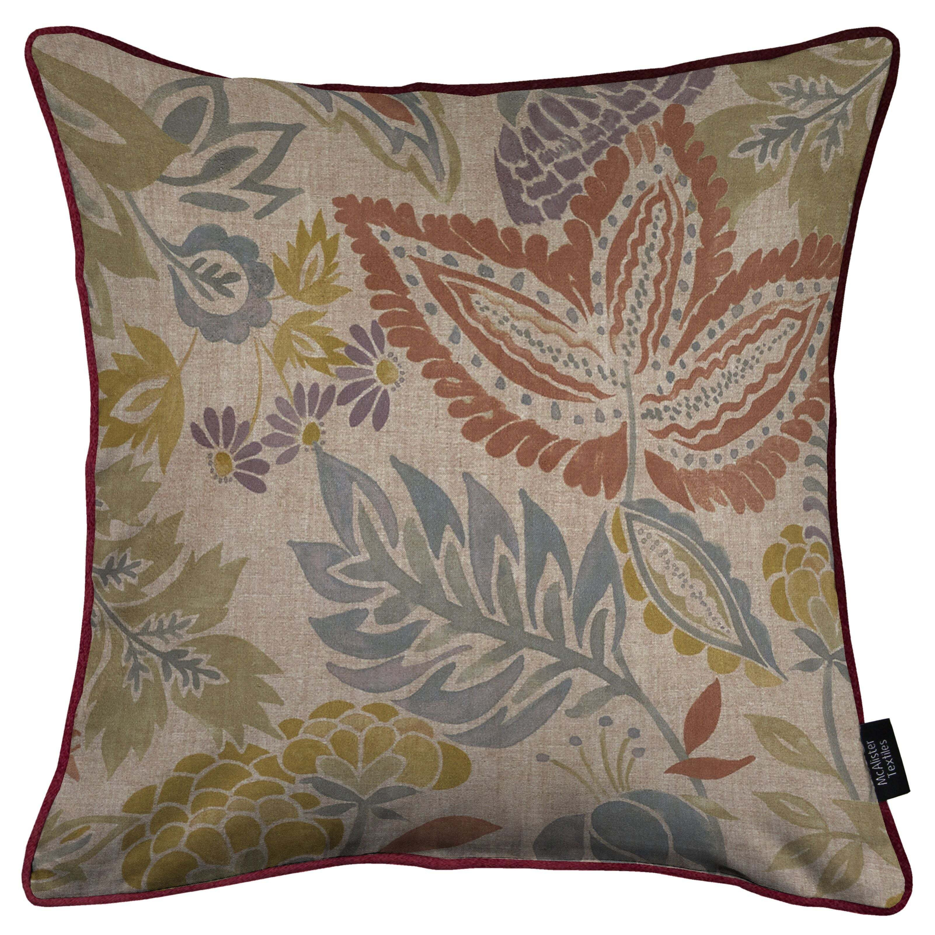 Florista Terracotta, Sage Green and Blue Floral Cushion, Cover Only / 43cm x 43cm