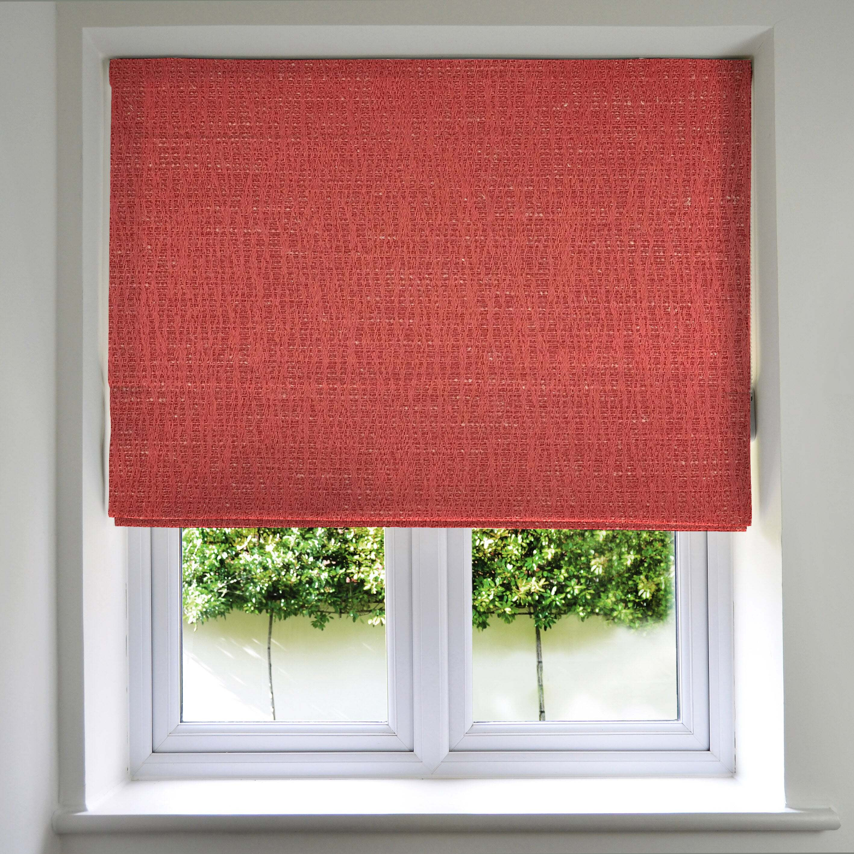 Linea Red Textured Roman Blinds, Standard Lining / 130cm x 200cm / Red