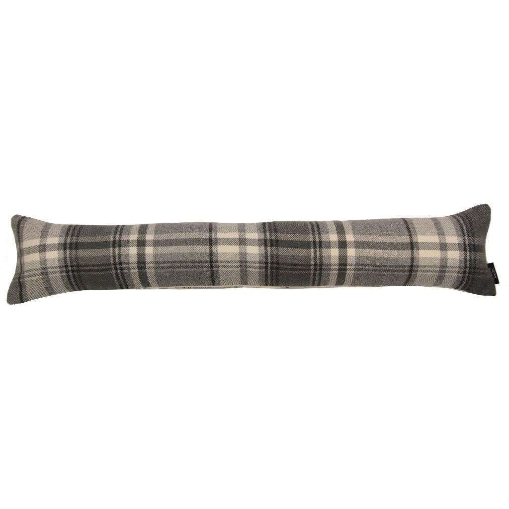 Heritage Charcoal Grey Tartan Draught Excluder, 18cm x 80cm