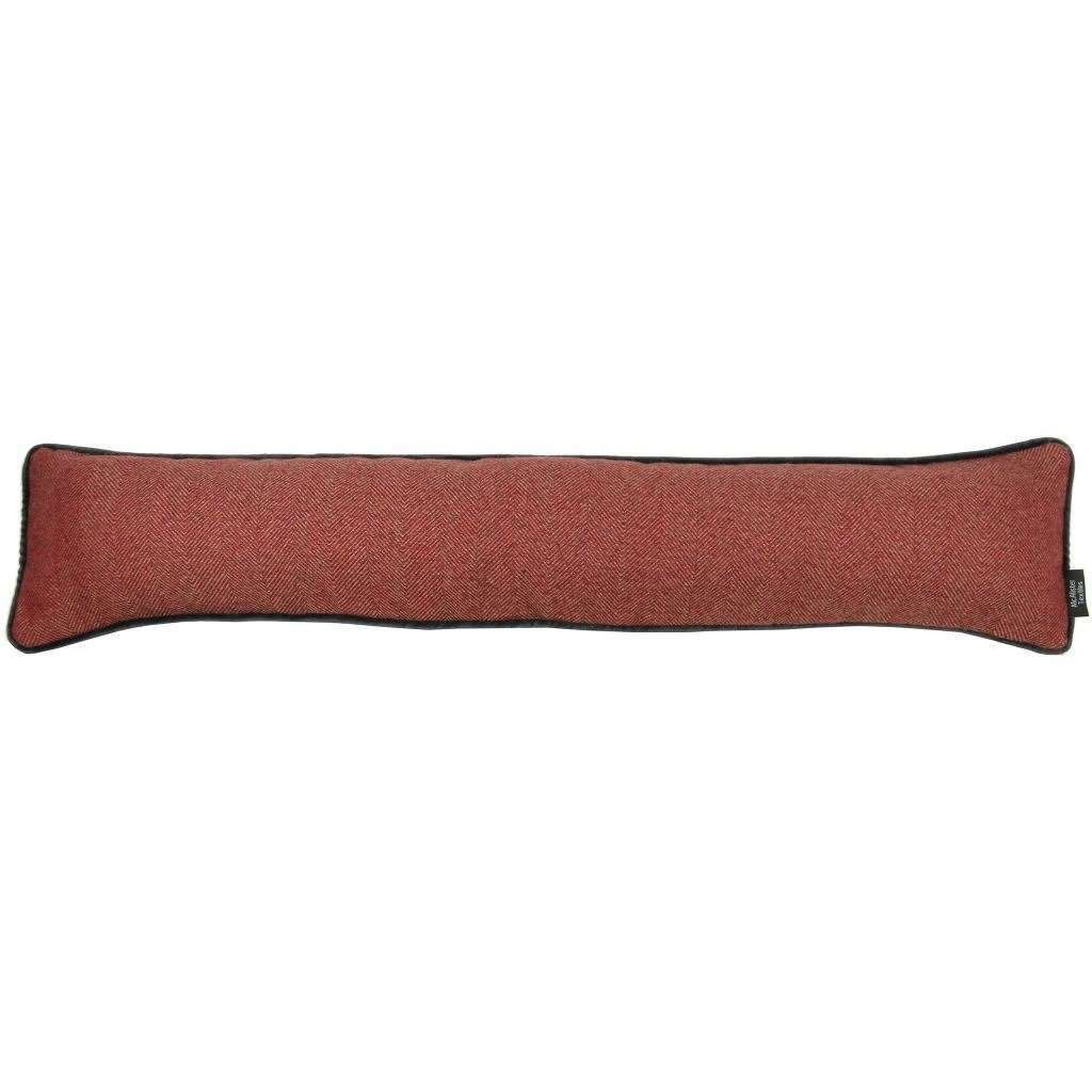Herringbone Boutique Red + Grey Draught Excluder, 18cm x 80cm