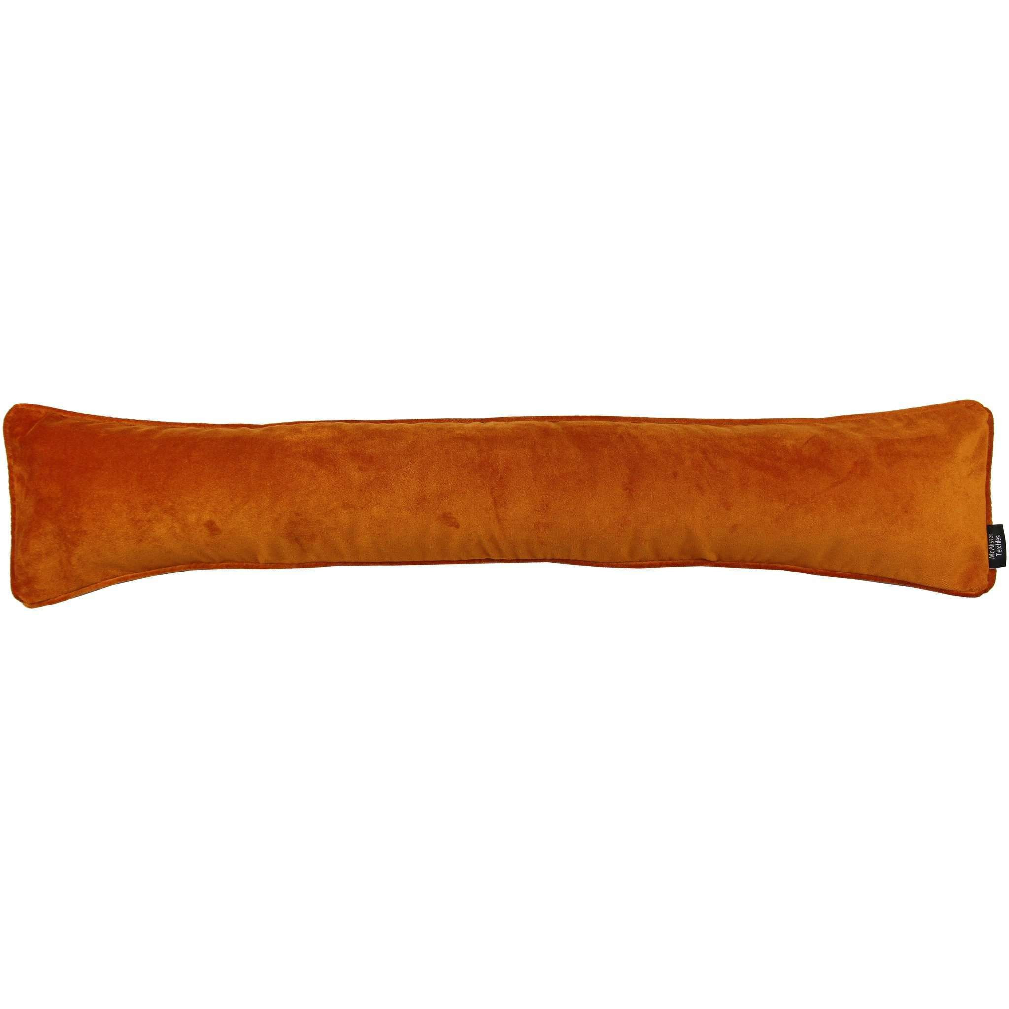 Matt Burnt Orange Velvet Draught Excluder, 18 x 100cm