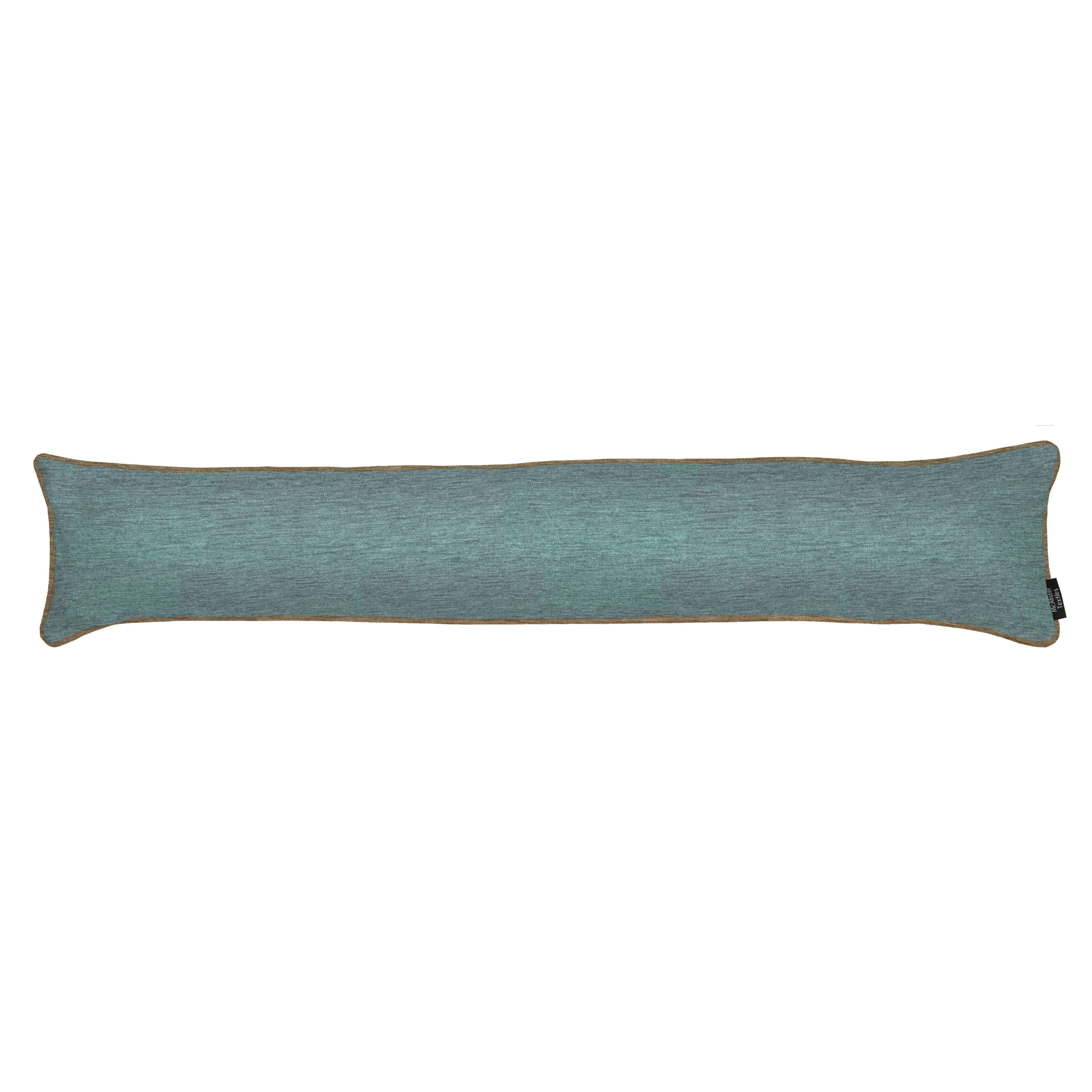 Plain Chenille Contrast Piped Blue + Beige Draught Excluder, 18cm x 80cm