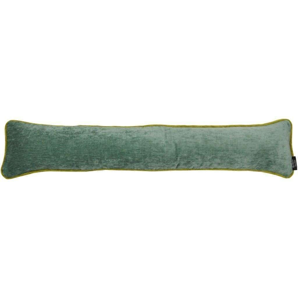 Plain Chenille Contrast Piped Duck Egg Blue + Green Draught Excluder, 18cm x 80cm