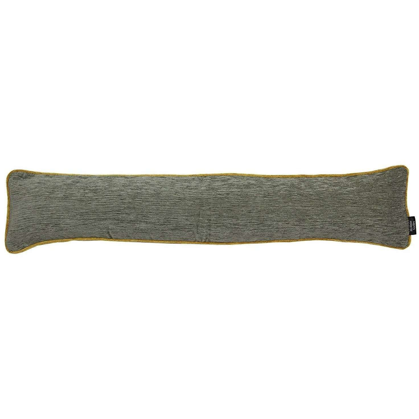 Plain Chenille Contrast Piped Grey + Yellow Draught Excluder, 18cm x 80cm