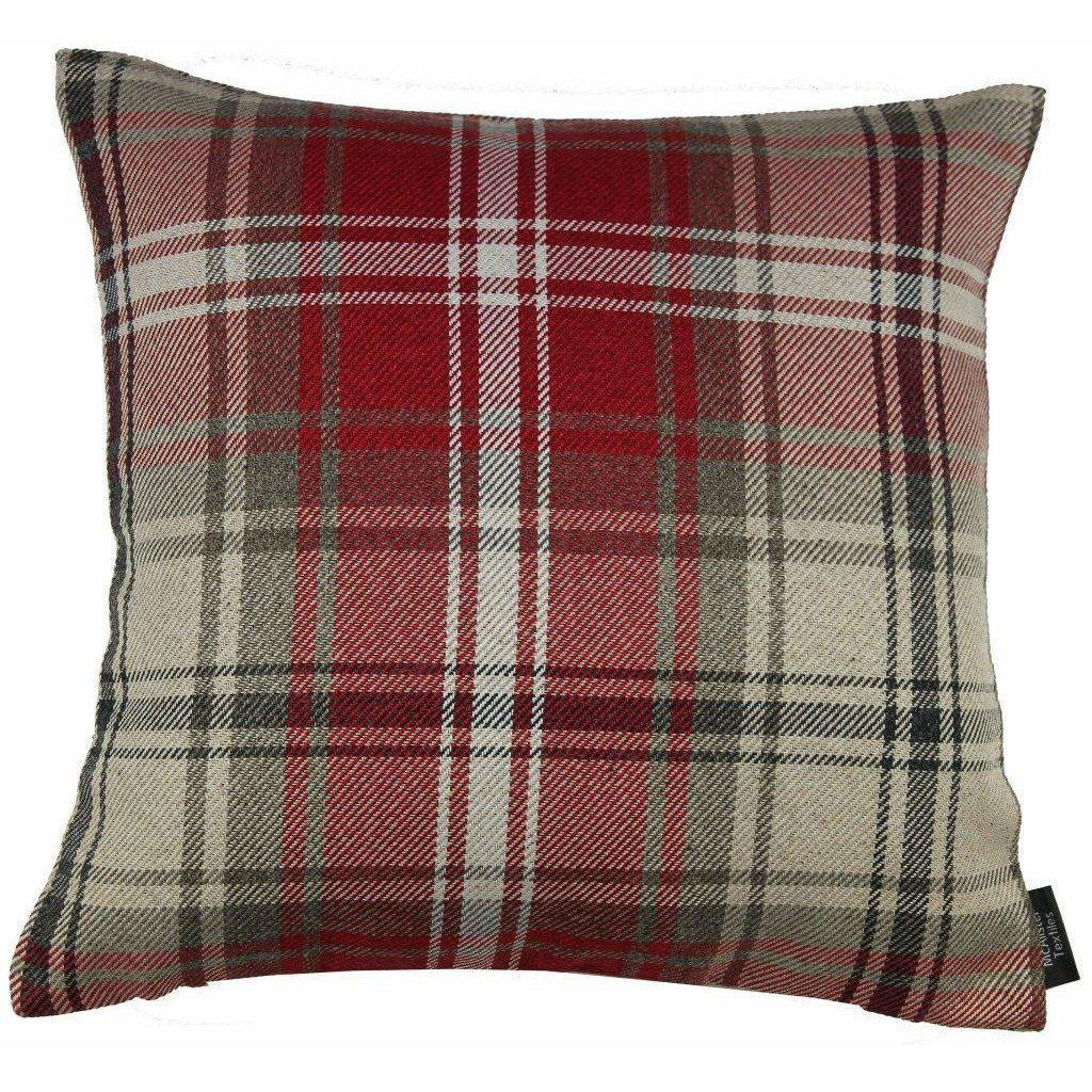 Angus Red + White Tartan Cushion, Cover Only / 43cm x 43cm