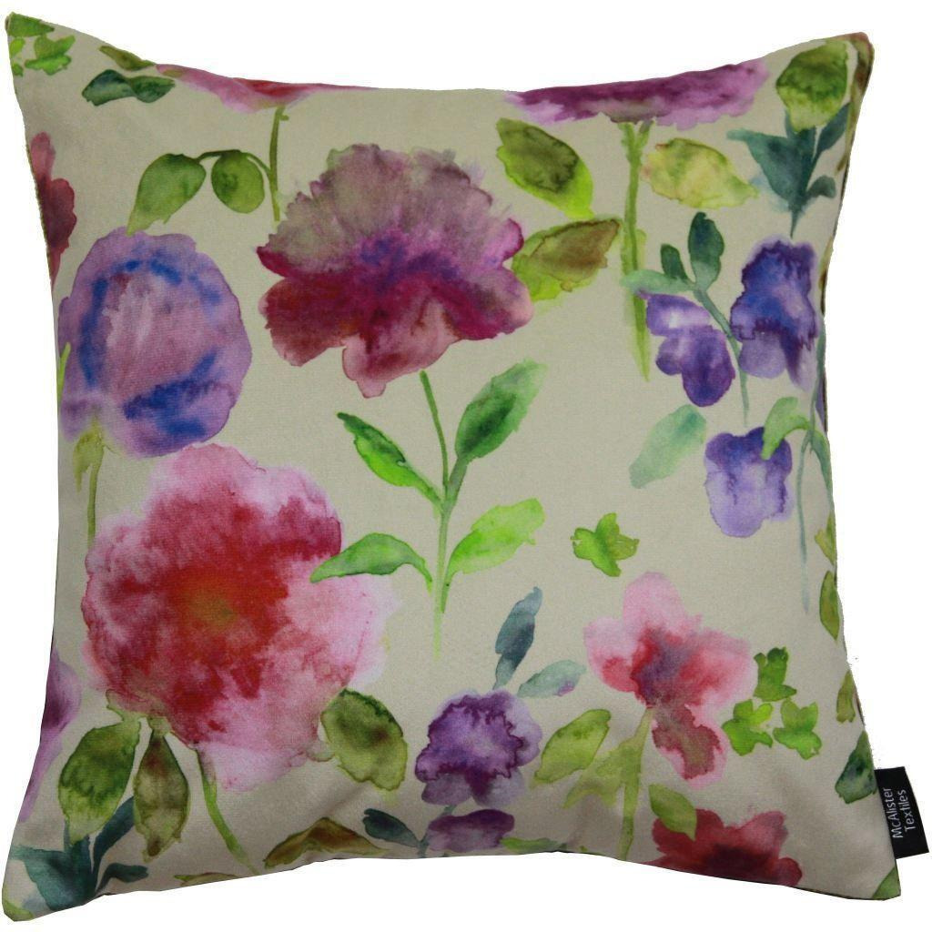 Renoir Floral Violet Purple Velvet Cushion, Polyester Filler / 43cm x 43cm